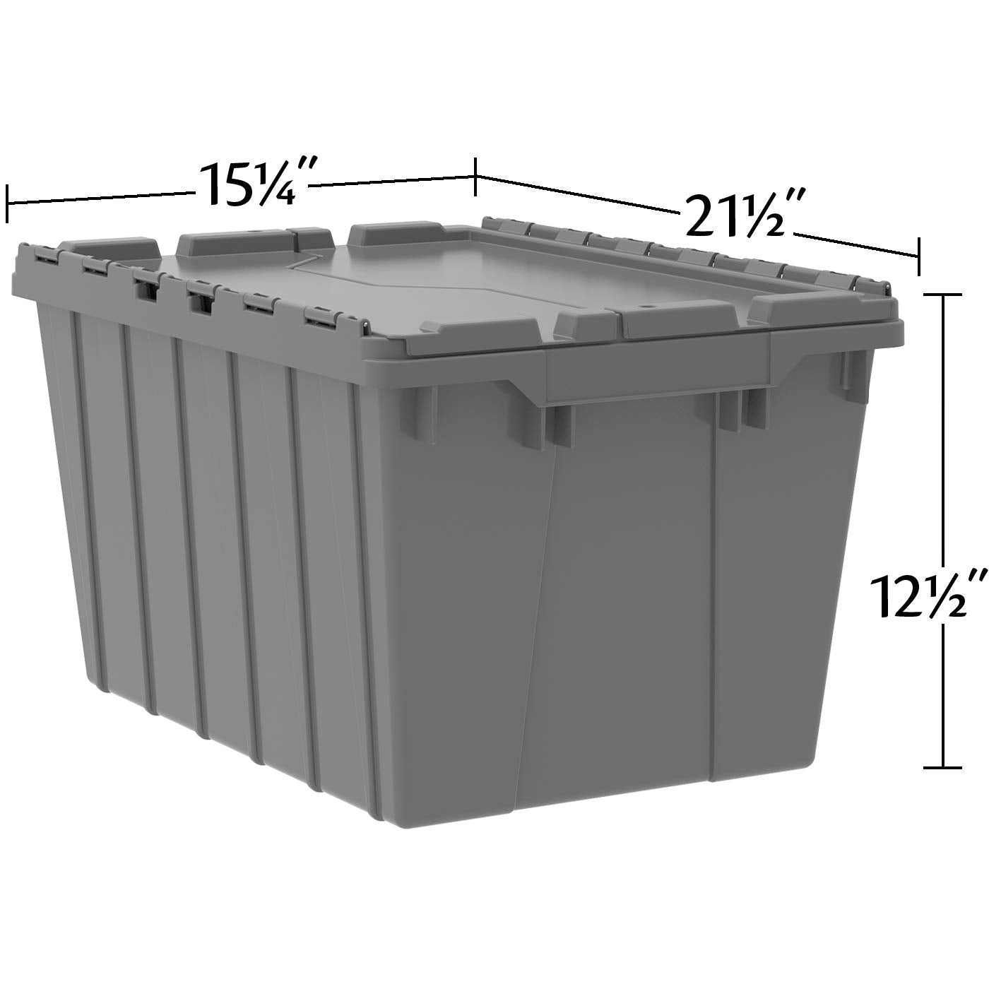 Akro-Mils 39120 Industrial Lidded Plastic Storage Container, Nesting and Stackable Plastic Storage Box with Lid Attached, Organization Tote for Garage and Warehouse, 21.5"x15.25"x12.5", Green (6-Pack)