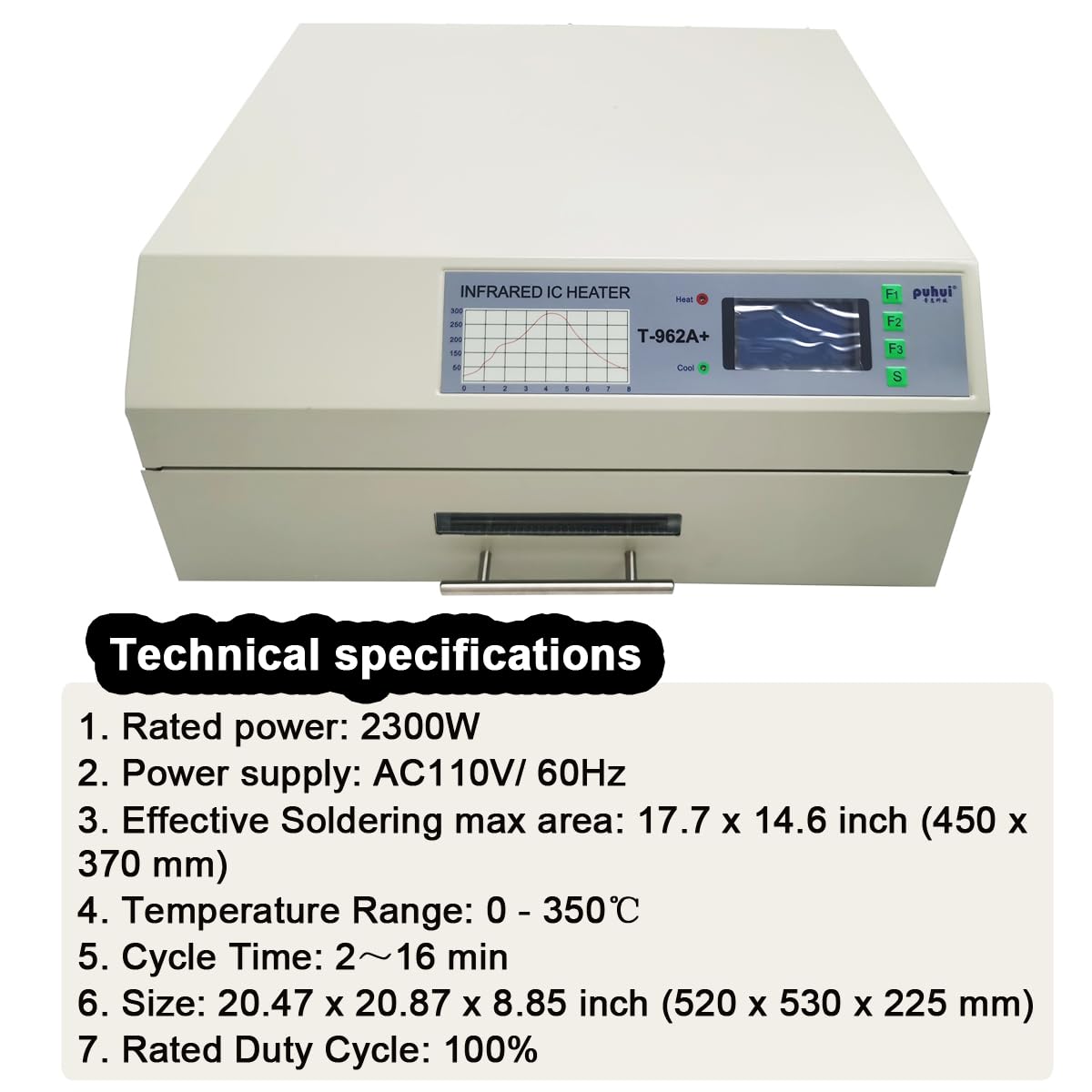 INTBUYING 110V Reflow Oven T962A+ 2300W Micro-computer Control Reflow Soldering Machine with 17.7x14.6 Inch Soldering Area Drawer Type Lead Infrared IC Heater Free Reflow Soldering Machine