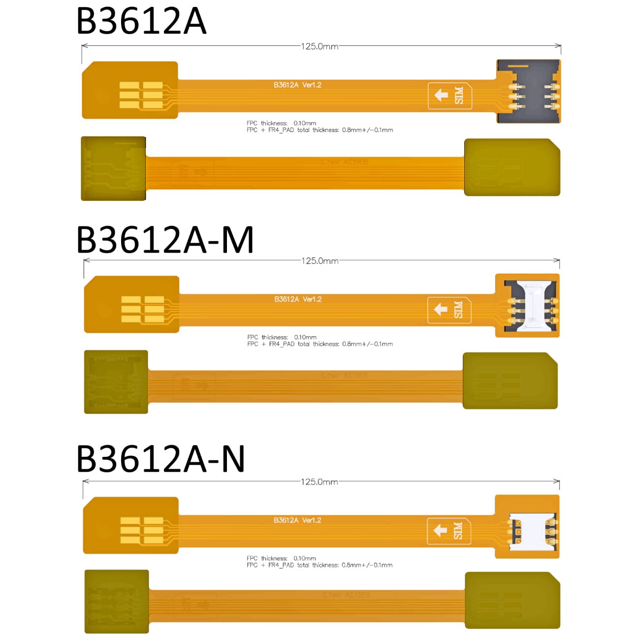 ADTLINK (B3612A-N(Mini ADT-Link Micro SIM Mini SIM Nano SIM FPC Cable Sim Card Small to Small Converter Adapter Small