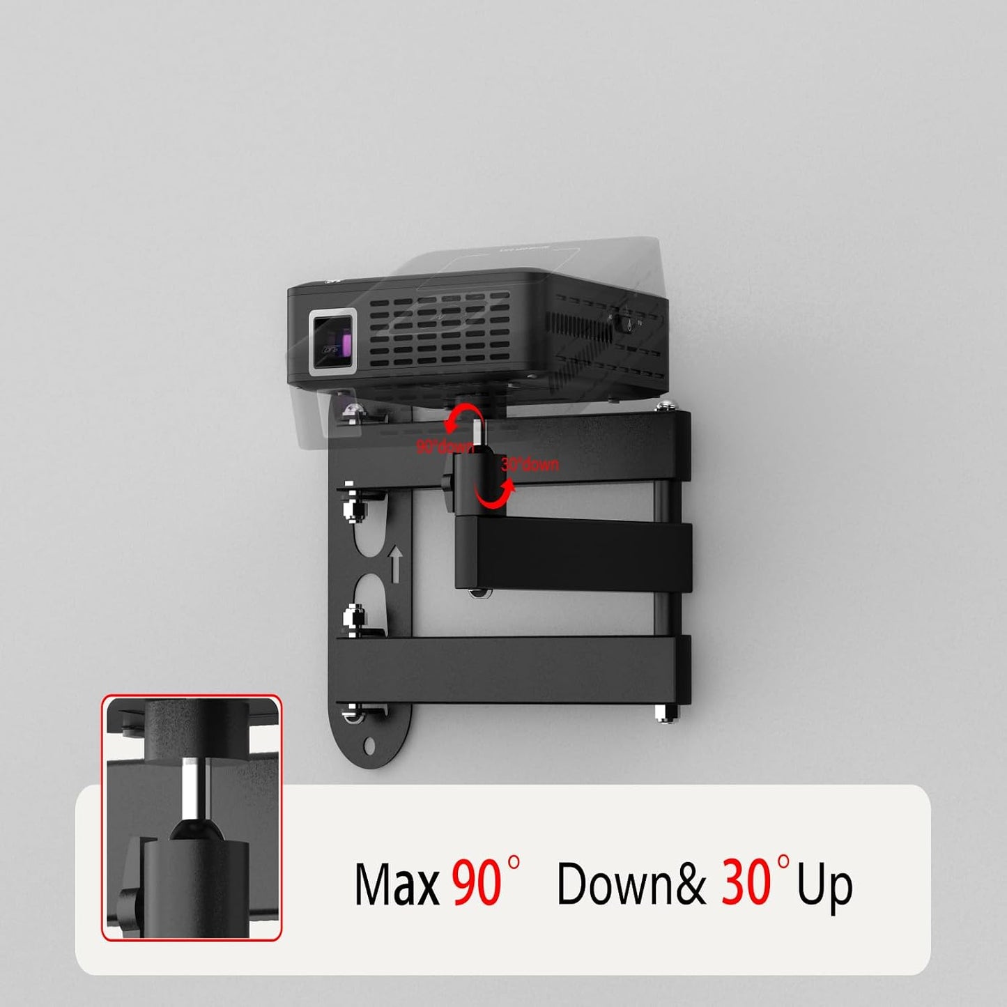 Bicrergo 360 1/4" 6.6lbs), Universal Projector Wall Mount - Rotation & Adjustable Tilt, Fits Screw Projectors, Cameras