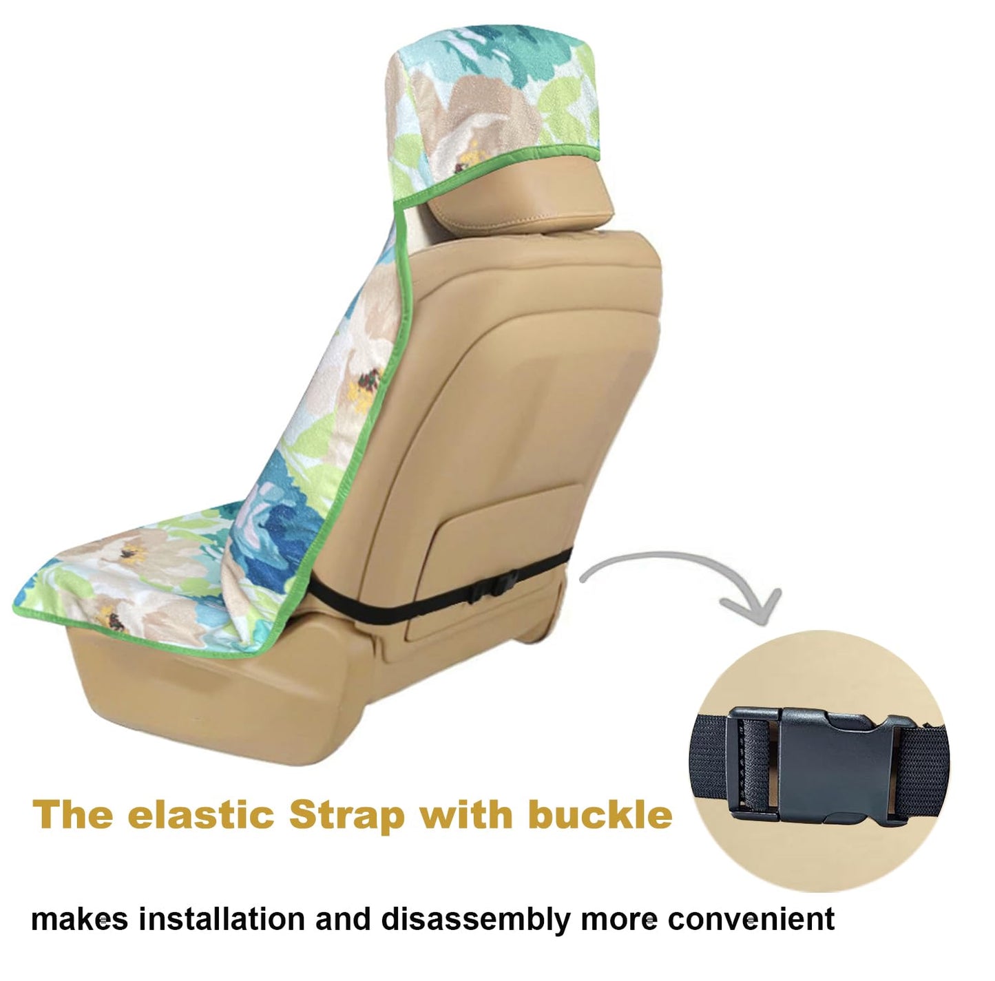 AOTOTON Waterproof Stain Resistant Towel Car Seat Cover，Universal Non-Slip for Car, Truck, SUV, Van Seat for Gym Workout,Swimming,Beach and Workout Outdoor ， Machine Washable (2pcs Flower)