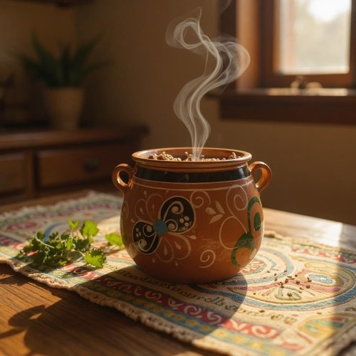 Mis Jarritos Mexican Clay Bean Pot W/Lid, Olla De Barro Frijolera Decorada Con Tapa, Cazuela,Cookware, Traditional Classic Pot. (1-1.25Gallon) (Food Safe) (Made In Mexico) (Olla Jalisco) (1) (1)