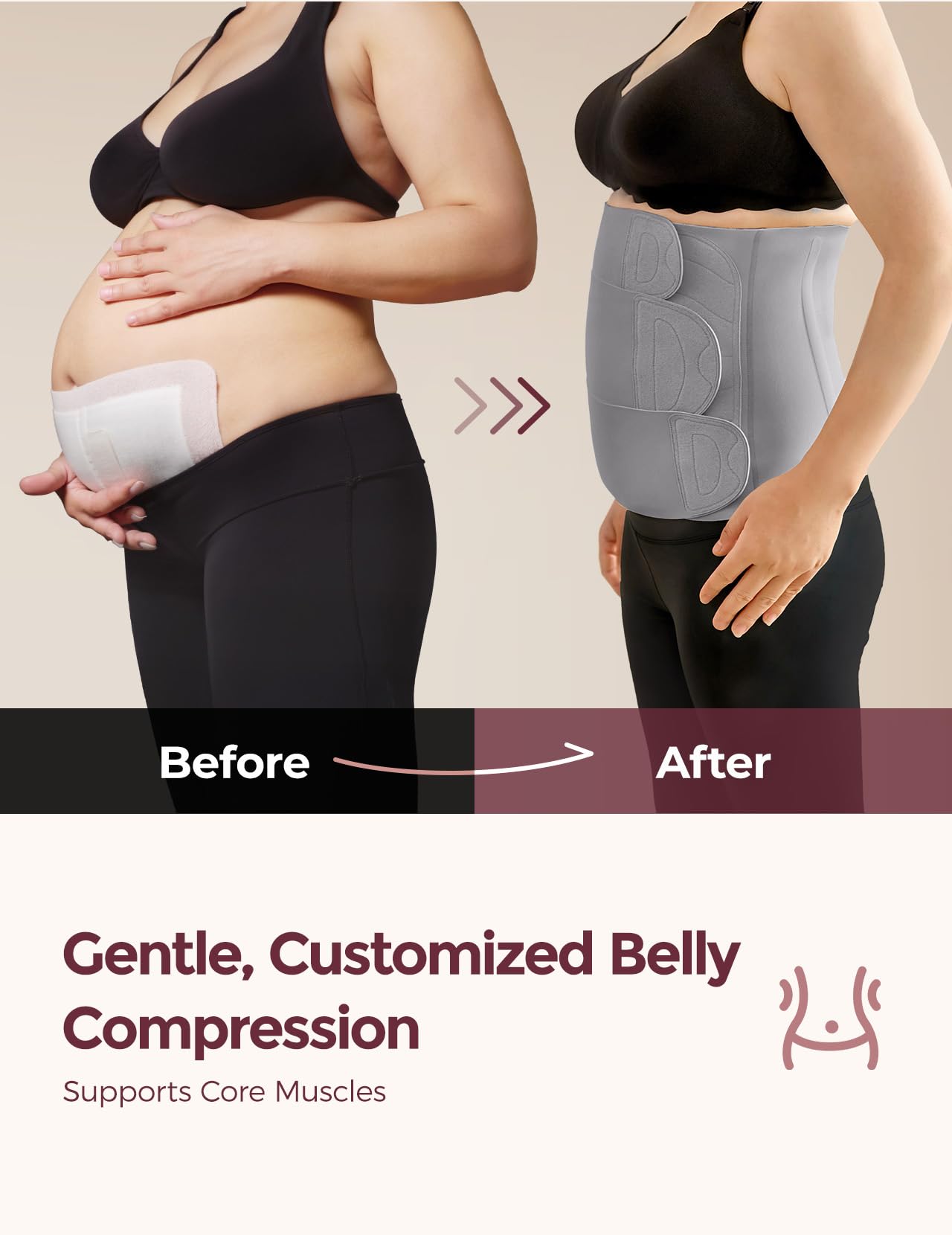 Momcozy Ergowrap Postpartum Belly Band for C-Section Recovery and Vaginal Birth, Abdominal Binder with 3D Lifting & Ergonomic Back Support, Seamless Belly Wrap Shapewear for Post Surgery Recovery
