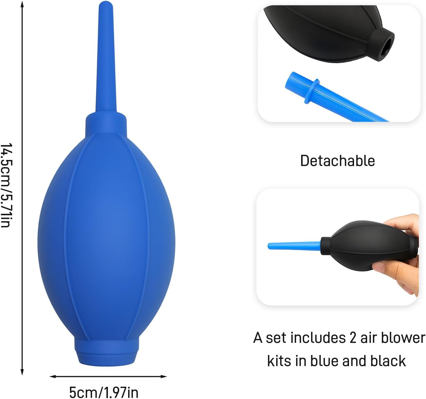 Brvlsoc 2-Pack Soft Brush Manual Rubber Air Blower Dust Cleaner for Camera, Telescope, Microscope, and Electronics