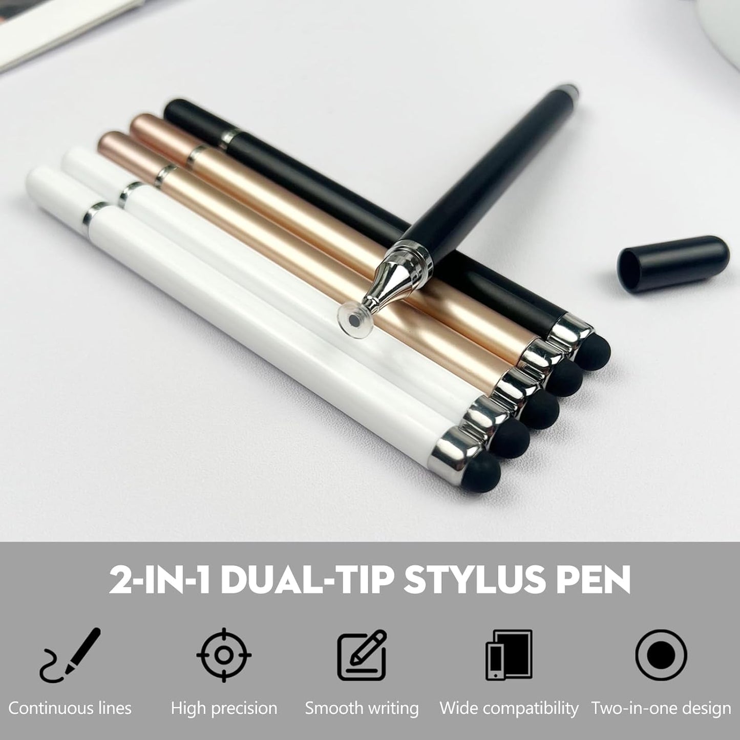 Brvlsoc 6-Pack 2-in-1 (3 Stylus Pens for Touchscreen Devices High-Precision, No-Charge Stylus for iPad, iPhone, Samsung