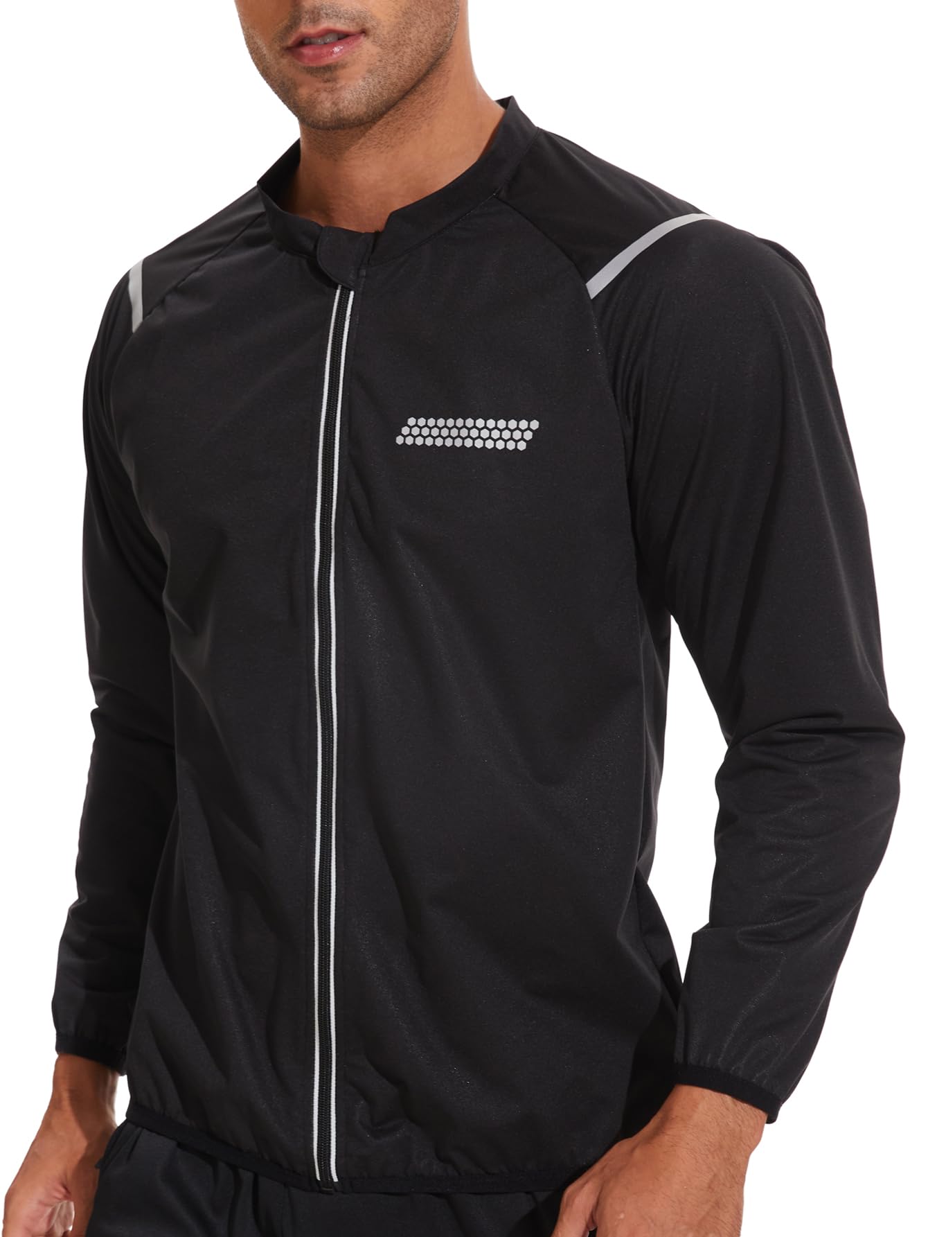 LAZAWG Sauna Suit for Men Long Sleeve Sweat Shirt Zipper Sauna Jacket Top for Gym Workout Exercise