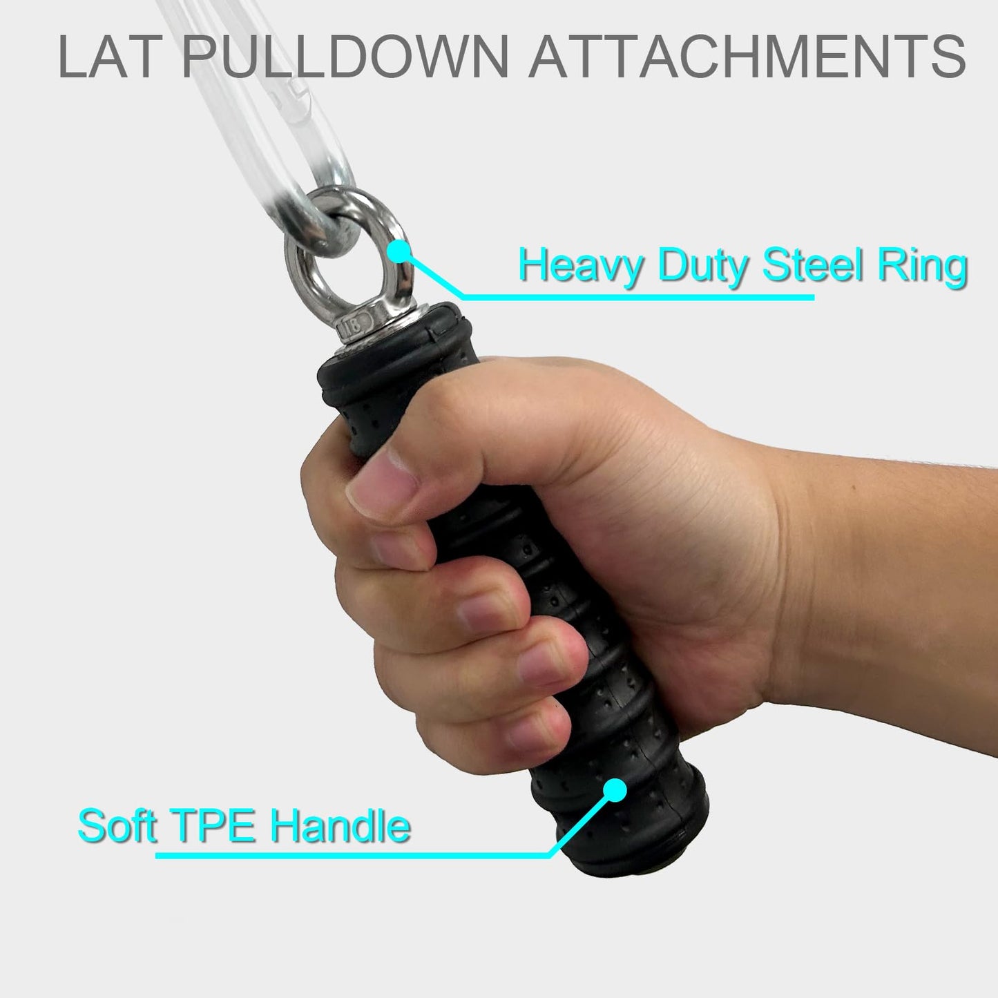 Ergonomic Tricep Rope Pull Down Attachment, Upgraded Long Triceps Rope Cable Attachments for Gym, Lat Pull Down Bar for Cable Machine, Tricep Lat Pulldown Workout Cable Attachments (SINGLE HANDLE-1)