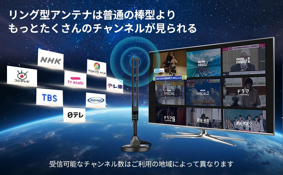 Misswowo Indoor & Outdoor TV Antenna for Smart TV, Latest Ring-Shaped Design Receive More Local Channels, Full Aluminum
