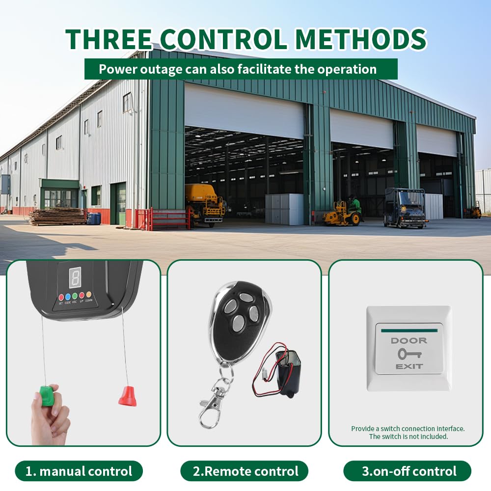 Automatic Roller Door Opener,2 Remotes Commercial Garage Farm Warehouse Electric Roller Shutter Door Opener with 800N Powerful Motor 22M Roller Shutter