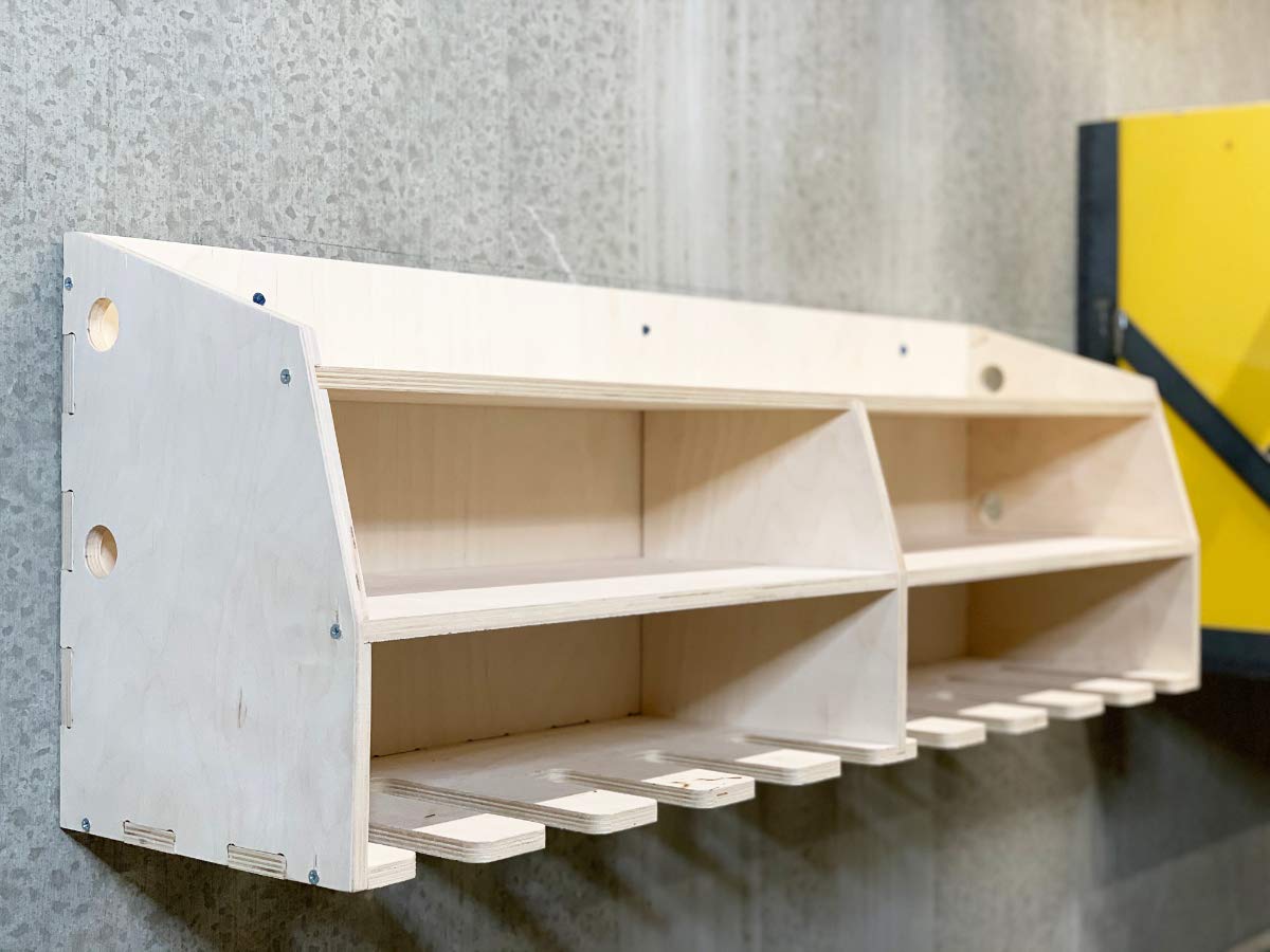 Factory Crafts Cordless Drill Tool Holder Organization Storage Rack Wood Shelf Case Organizer 10-Slot Birch Plywood