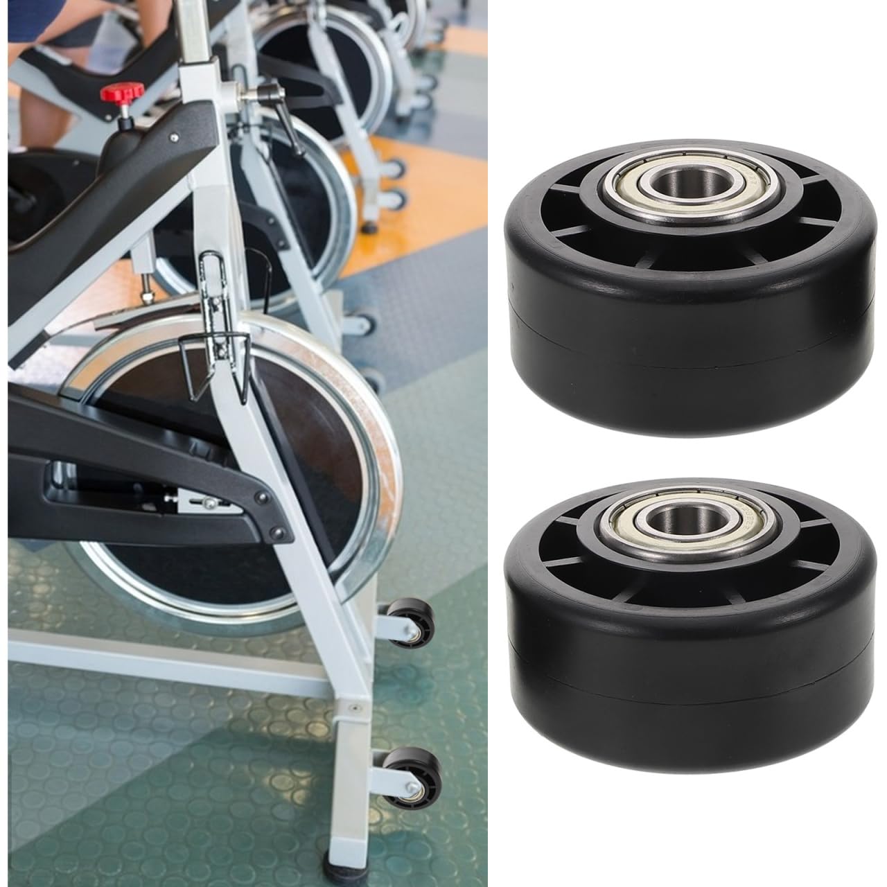 OHPHCALL Fitness Equipment Universal Wheel Replacement 2-Pack with Durable Pp Caster Bearings for Treadmill Gym Roller and Exercise Bike Accessories 2.76 Inch