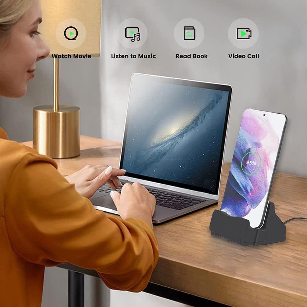 AKWOR 15/16, USB C Phone Dock Station for iPhone Galaxy, Google Pixel, LG, HTC & More, Phone Charging Stand Cradle