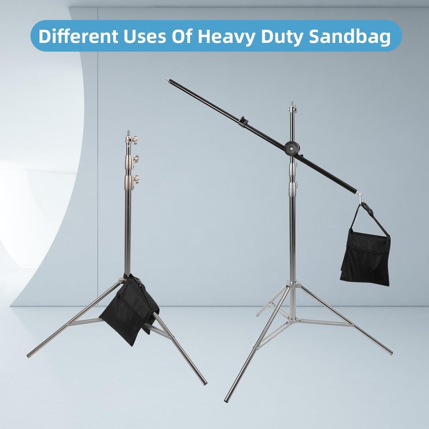ifkdnr 6 Packs Sandbags, Heavy Duty Sand Bags with 12 PE Bags, Sand Bags with Buckle Straps for Support Light Stand, C Stand, Light Stand with Caster, More 2/4/6/8/10/12/14 Packs Sandbag to Choose.
