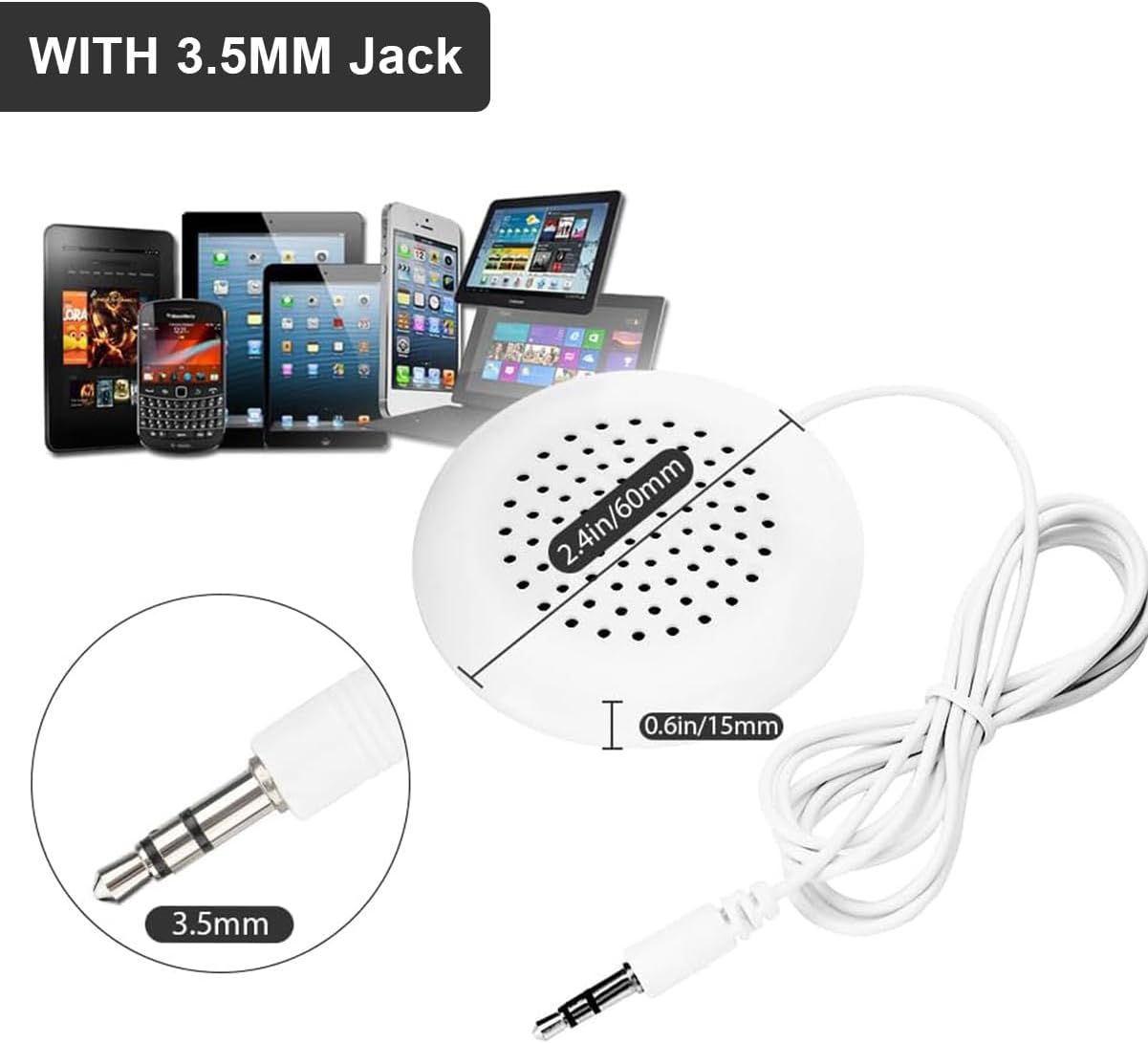 HANYAUKU 3.5mm MP3/MP4/Phone/CD/Player, Pillow Speaker, Mini Stereo Speaker Replacement, Portable DIY Sleep Device