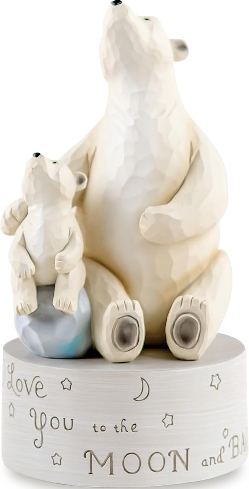 AIDLNS Polar Bear Music Box - Hand-Painted Keepsake Figurine | I Love You to the Moon and Back