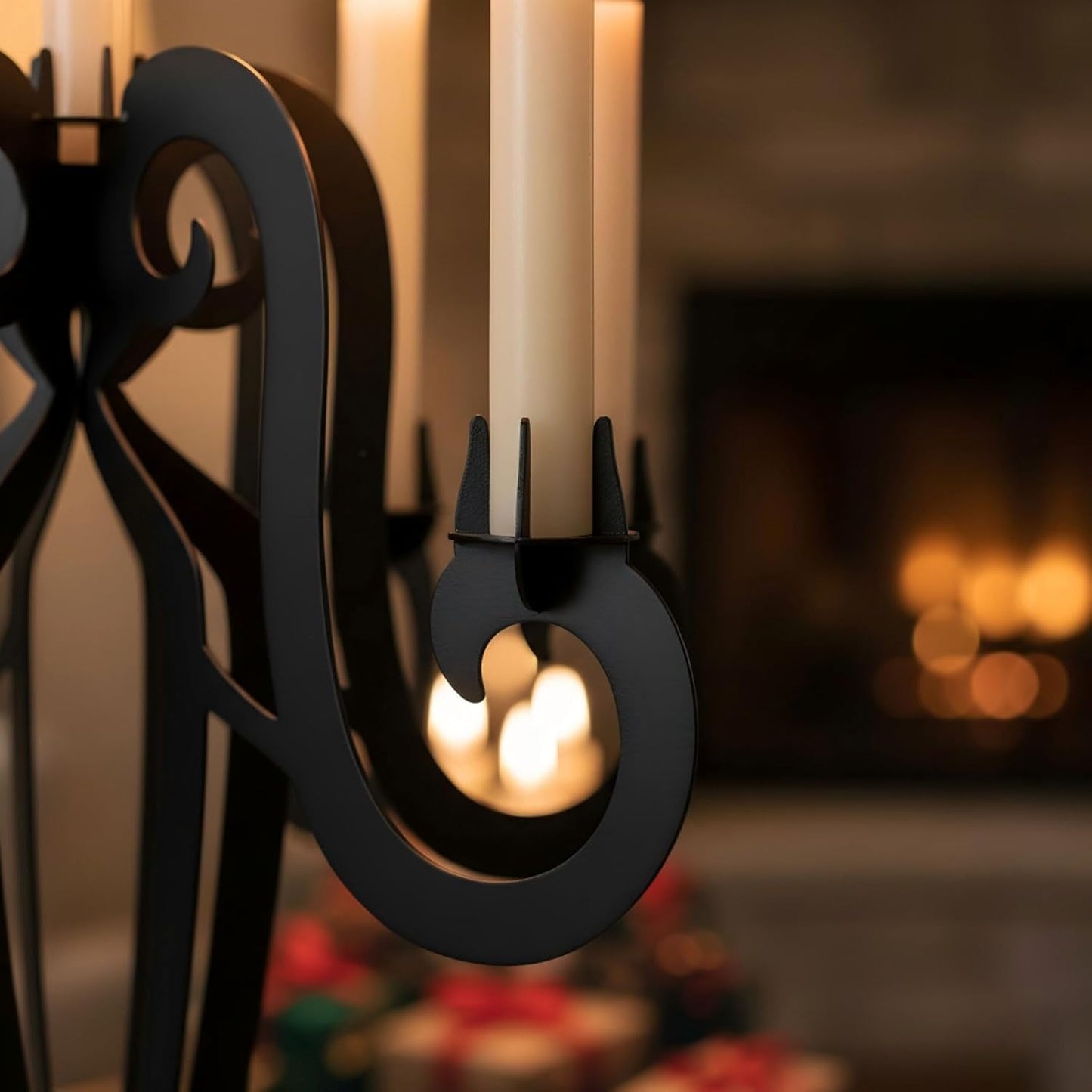 AIM & GGKK Black Metal Candelabra | Elegant 7-Arm Taper Candle Holder for Home Decor & Centerpieces