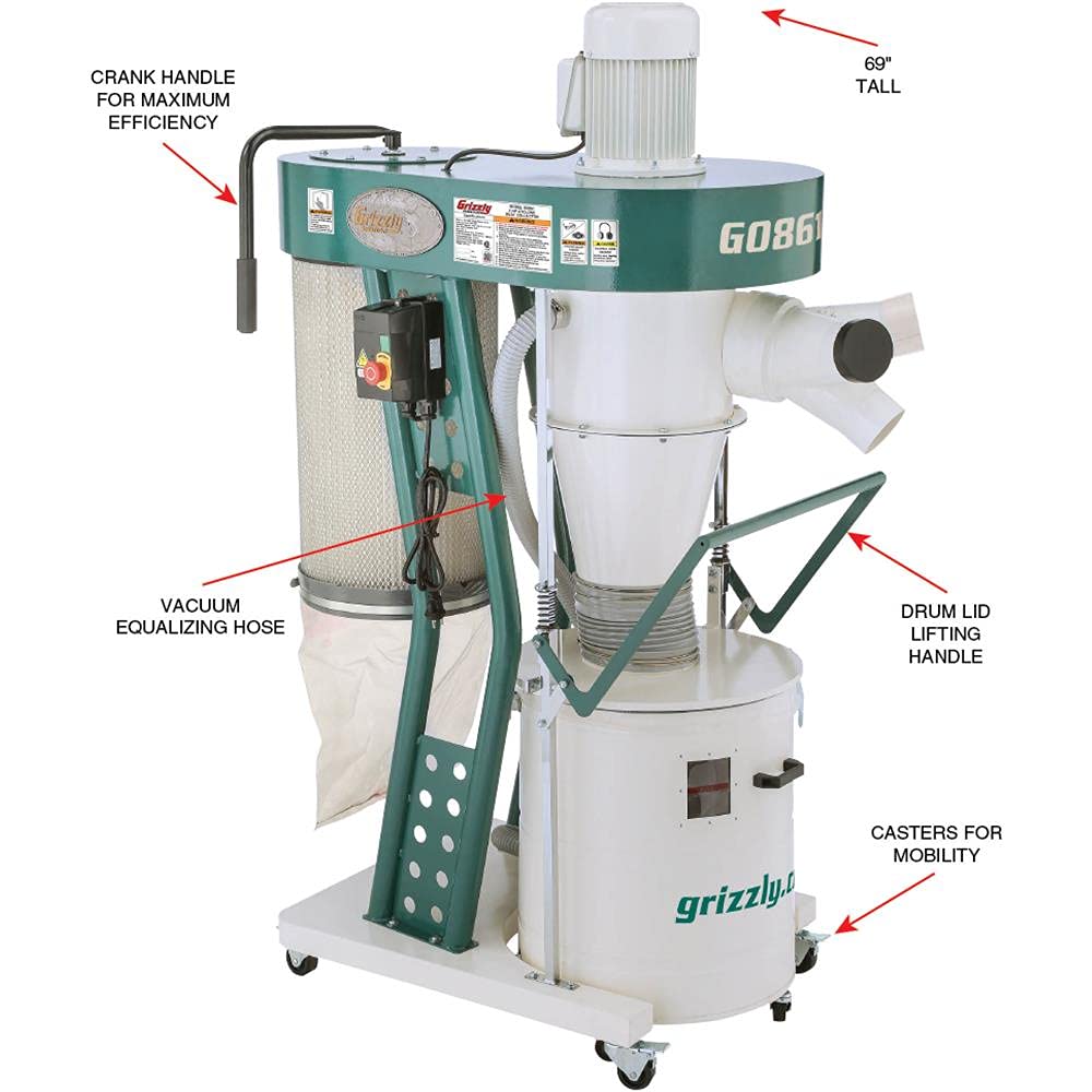 Grizzly Industrial G0861-2 HP Portable Cyclone Dust Collector