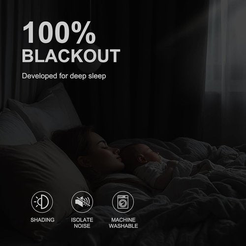NICETOWN 100% Blackout Curtains - Thermal Insulated Grommet Drapes for Bedroom | 52" W x 84" L, 2 Panels