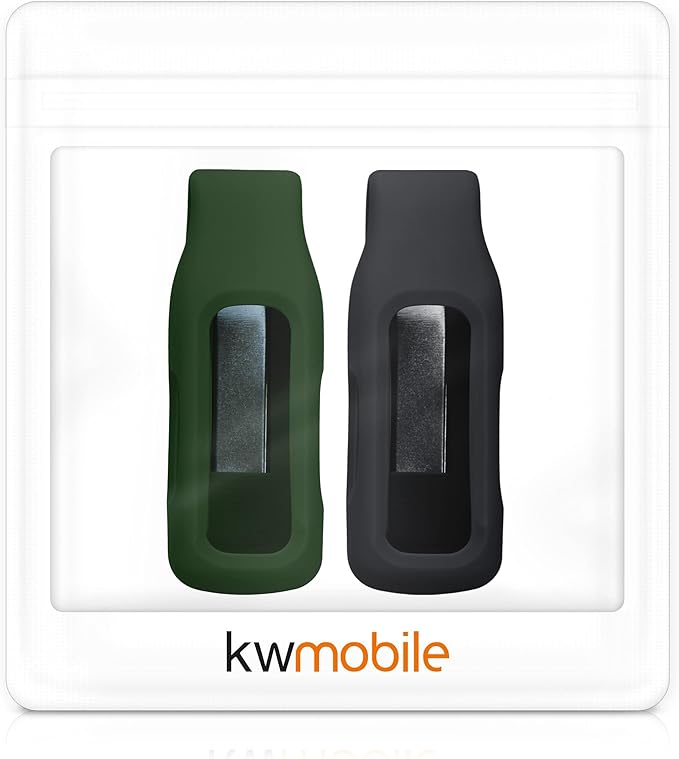 kwmobile 2X Clip Holders Compatible with Fitbit Inspire 3 / Inspire 2 / Ace 3 - Clip-On Holder Replacement Set - Black/Dark Blue