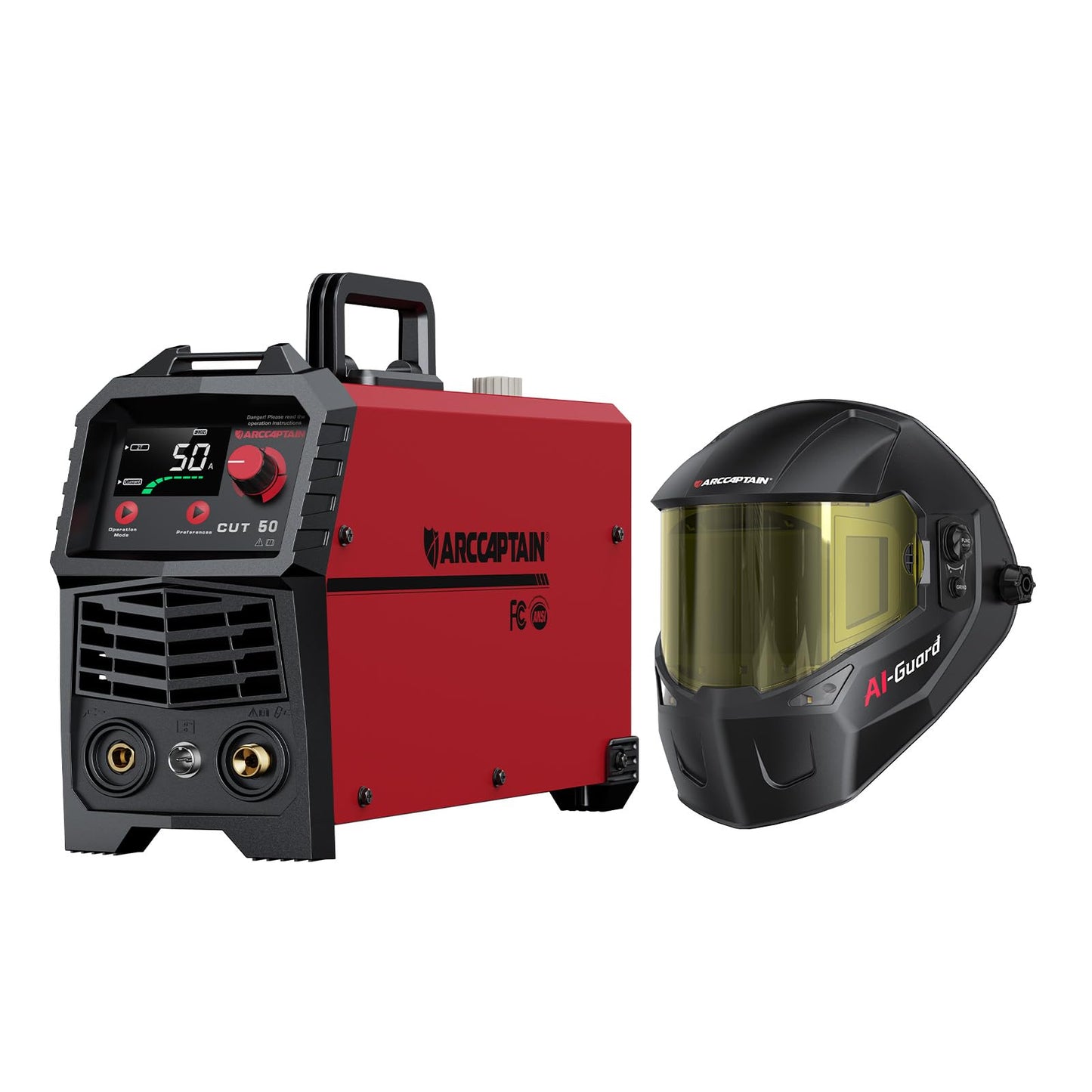 ARCCAPTAIN 50Amps Plasma Cutter and Intelligent Auto-Shade Welding Helmet