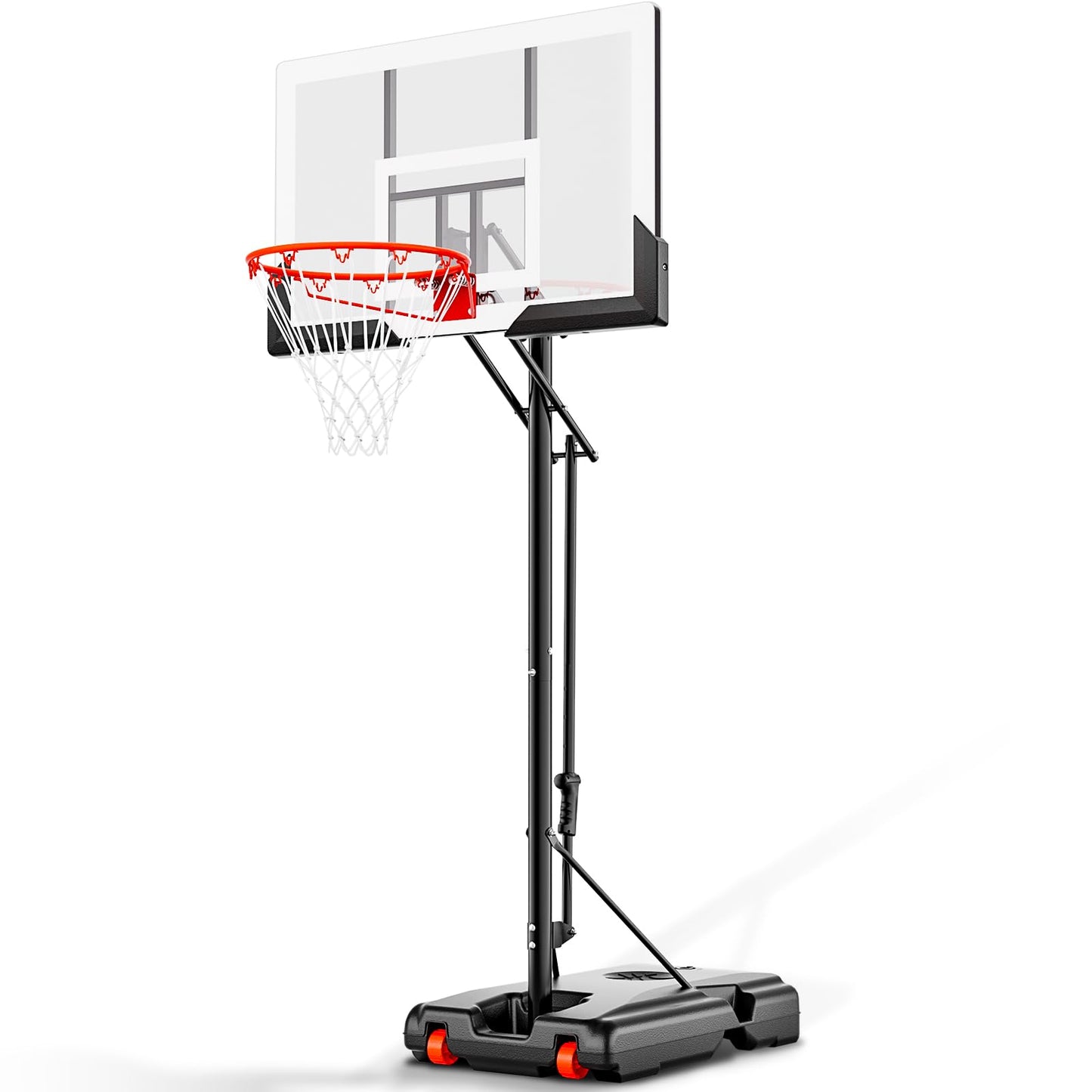 AWII SPORT Basketball Hoop 44 Inch Backboard Protable Basketball Hoop Outdoor, 4.8-10ft Height Adjustable Basketball Goal System for Kids Youth Adults Play in Backyard/Courts/Indoor