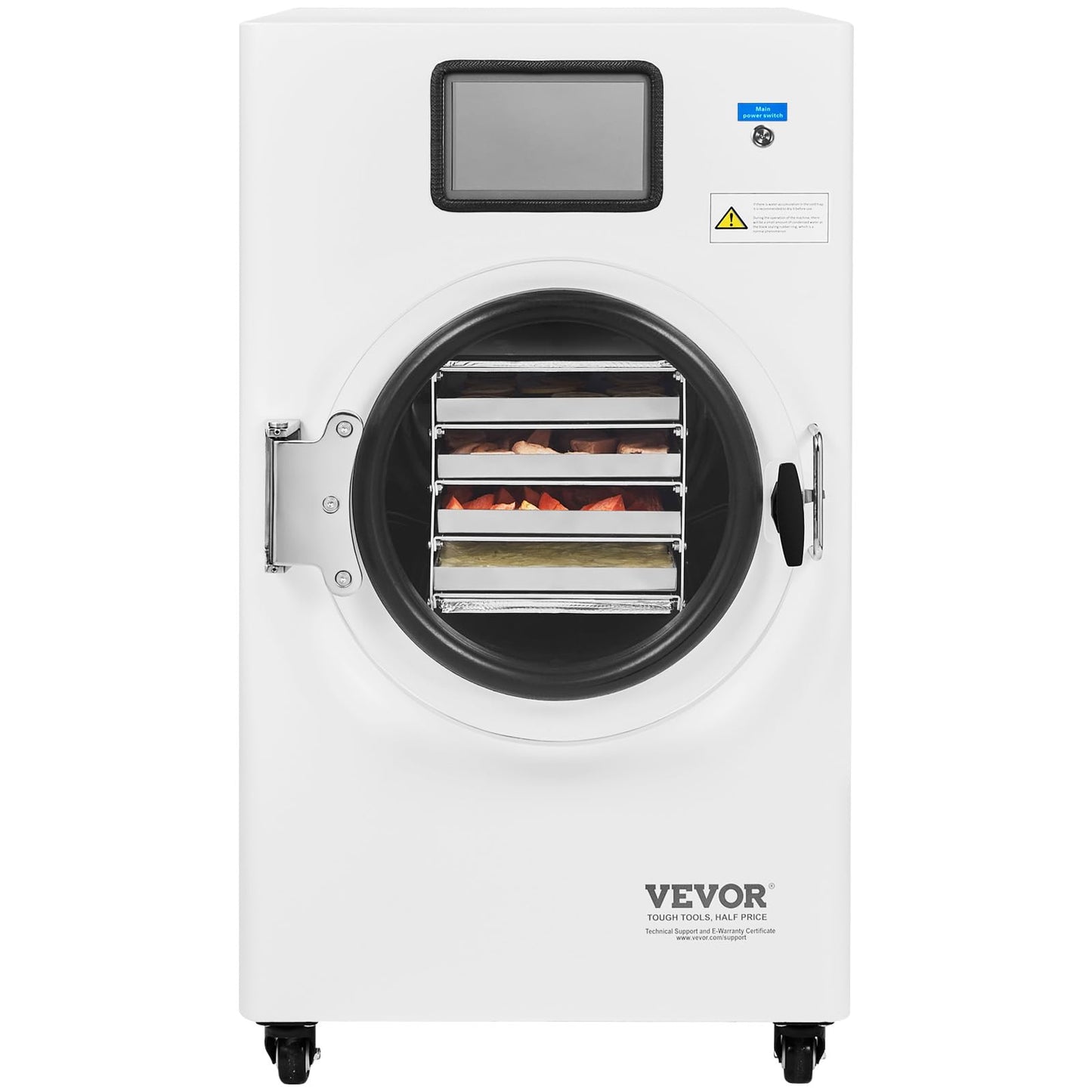VEVOR Vacuum Freeze Dryer Machine, 8.8-13.2 LBS/Batch Food Freeze Drying Machine with 4-Layer Trays, Vacuum Pump, Adjustable Timer and Temperature Control, for Fruits Vegetables Meat, White