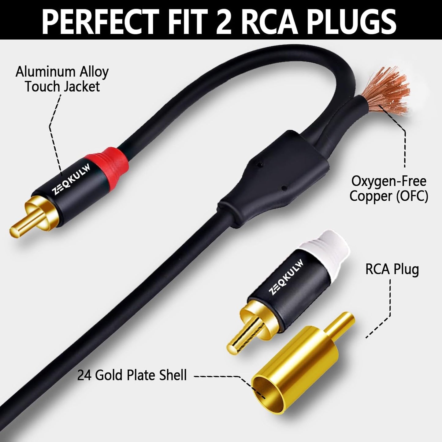 ZEQKULW 2RCA 15 2RCA 2RCA 2 15FT) Audio Video Cable ft Male to Male Stereo Audio RCA Cables Dual Shielded Gold-Plated
