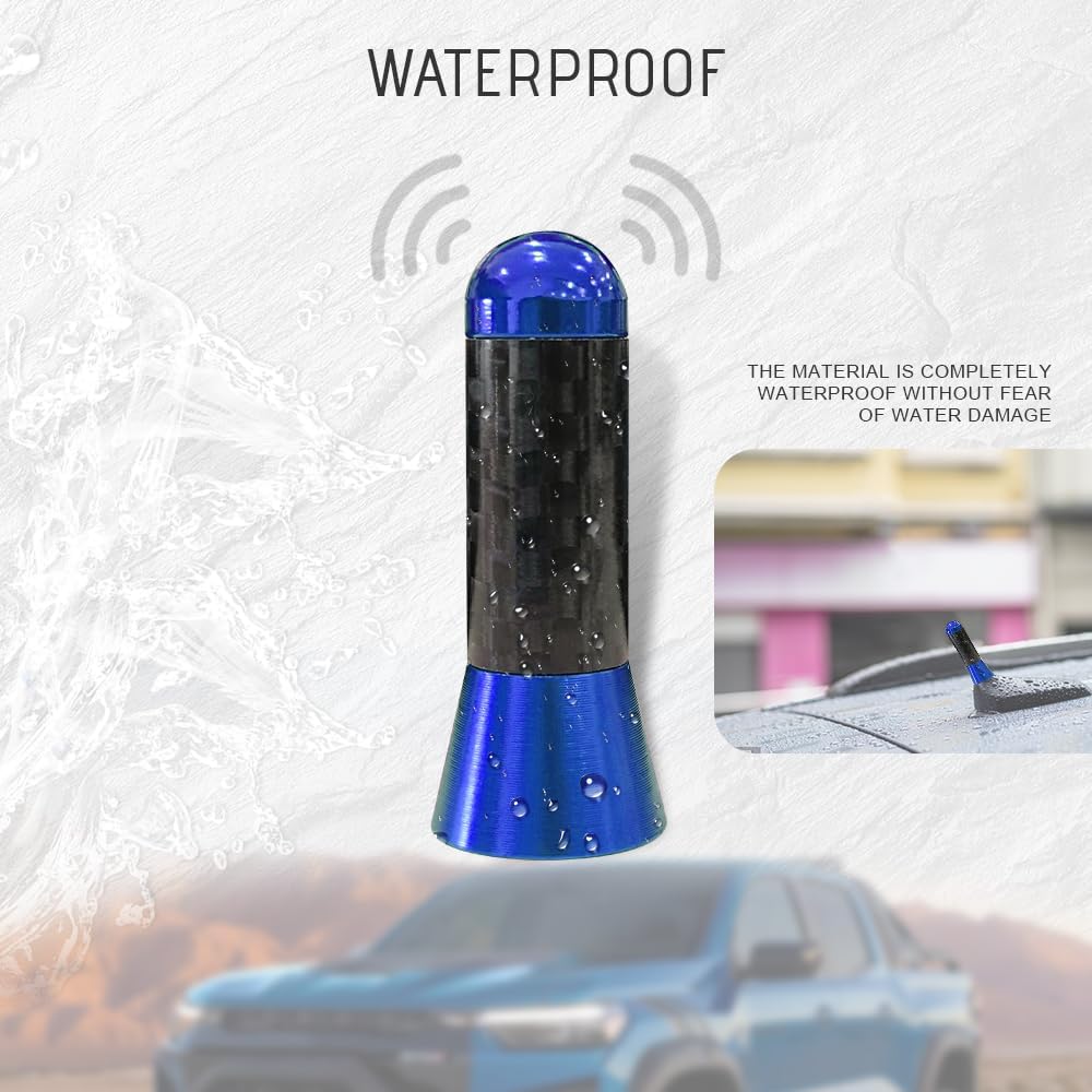 HAOBO 4 2 Car Short Antenna, Carbon Fiber Car Audio & Video Antennas for AM/FM Reception, Universal Replacement Car