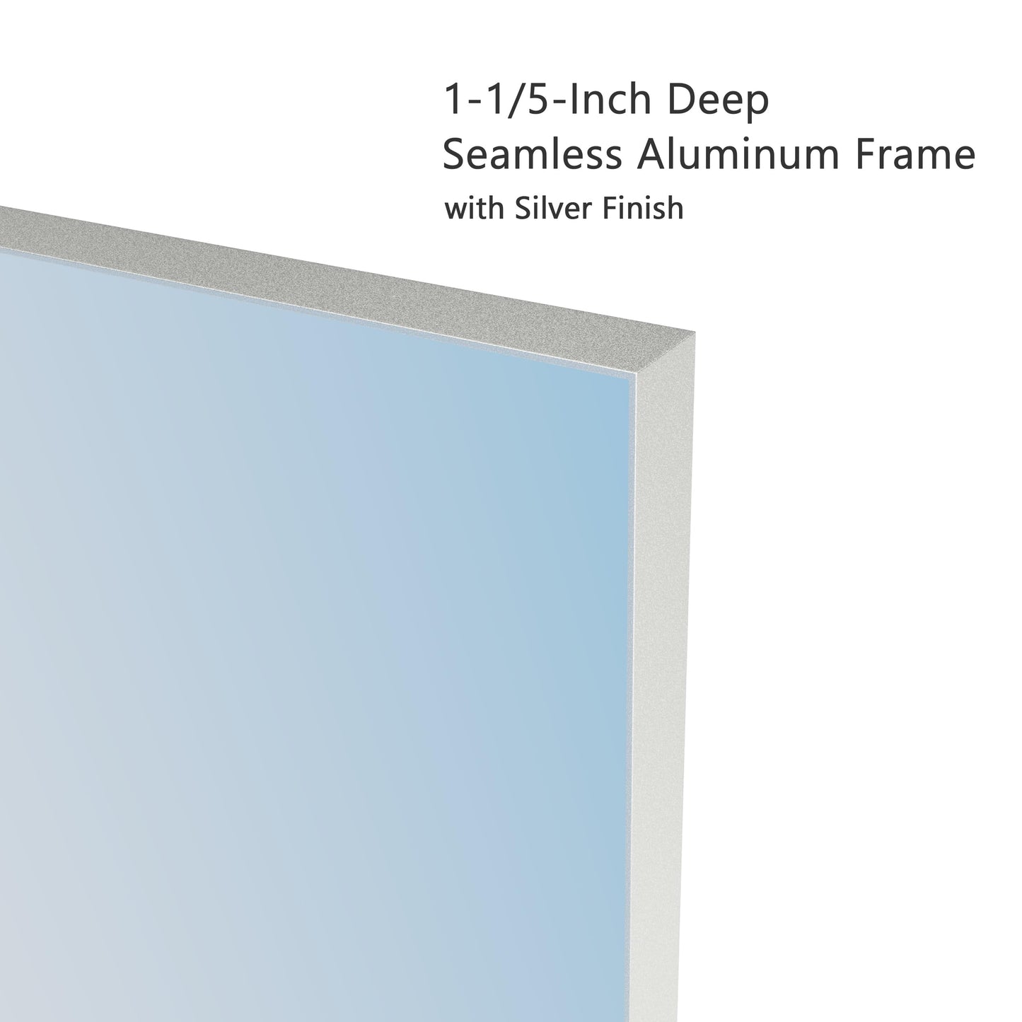 VocalStar 24 x 36 Inch Silver Bathroom Mirror for Wall, Square Corner Rectangle Nickel Metal Framed Bathroom Vanity Mirrors, 1/4-inch Shatterproof Glass | Ultra-Flush Hanging