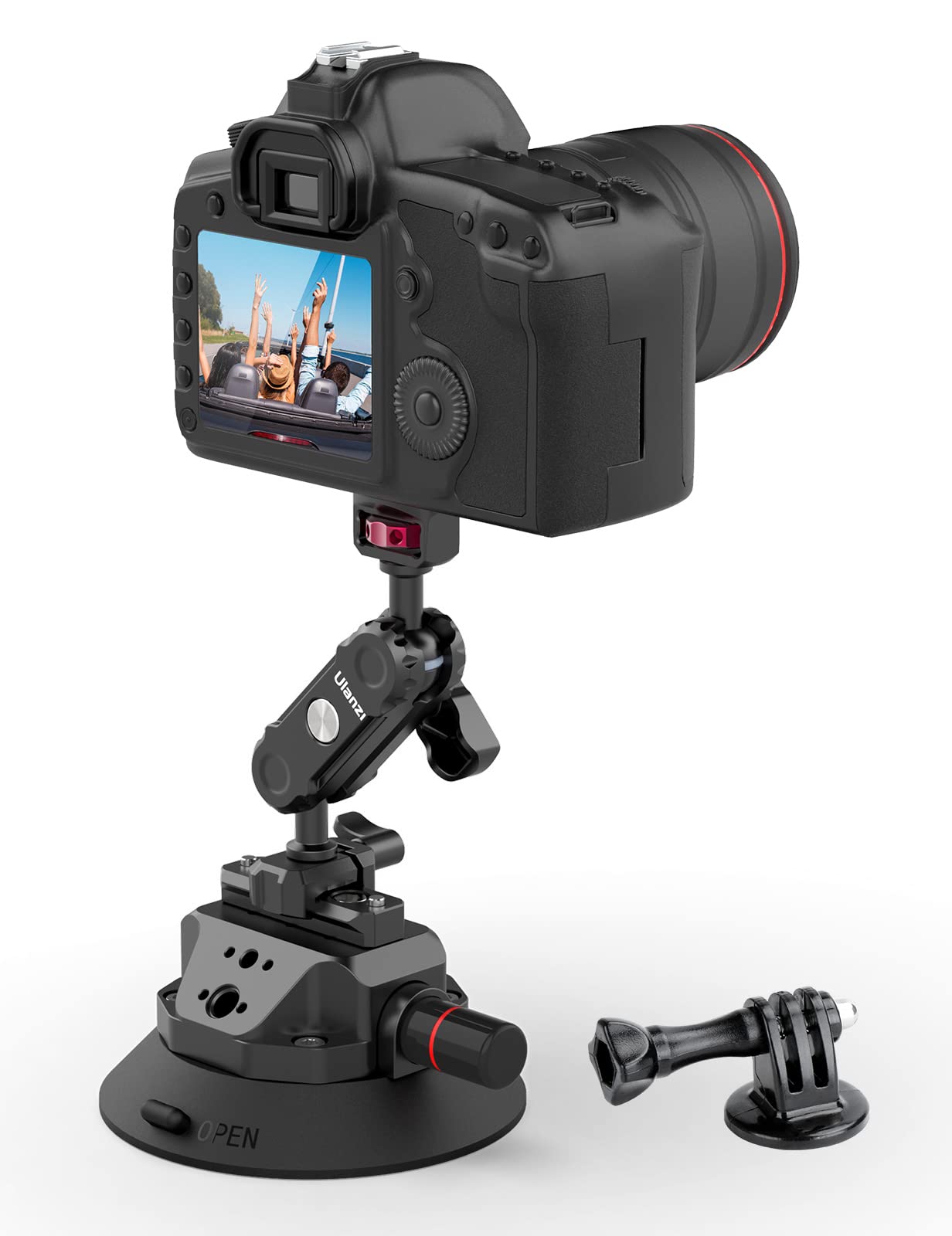 Ulanzi SC-02 Heavy-Duty Suction Cup Mount for Camera/Accessory (4.5"), Pump-actived Vacuum Camera Suction Cup Mount for Action Cameras w Quick Release NATO Magic Arm Car Boat Windshield Window Mount