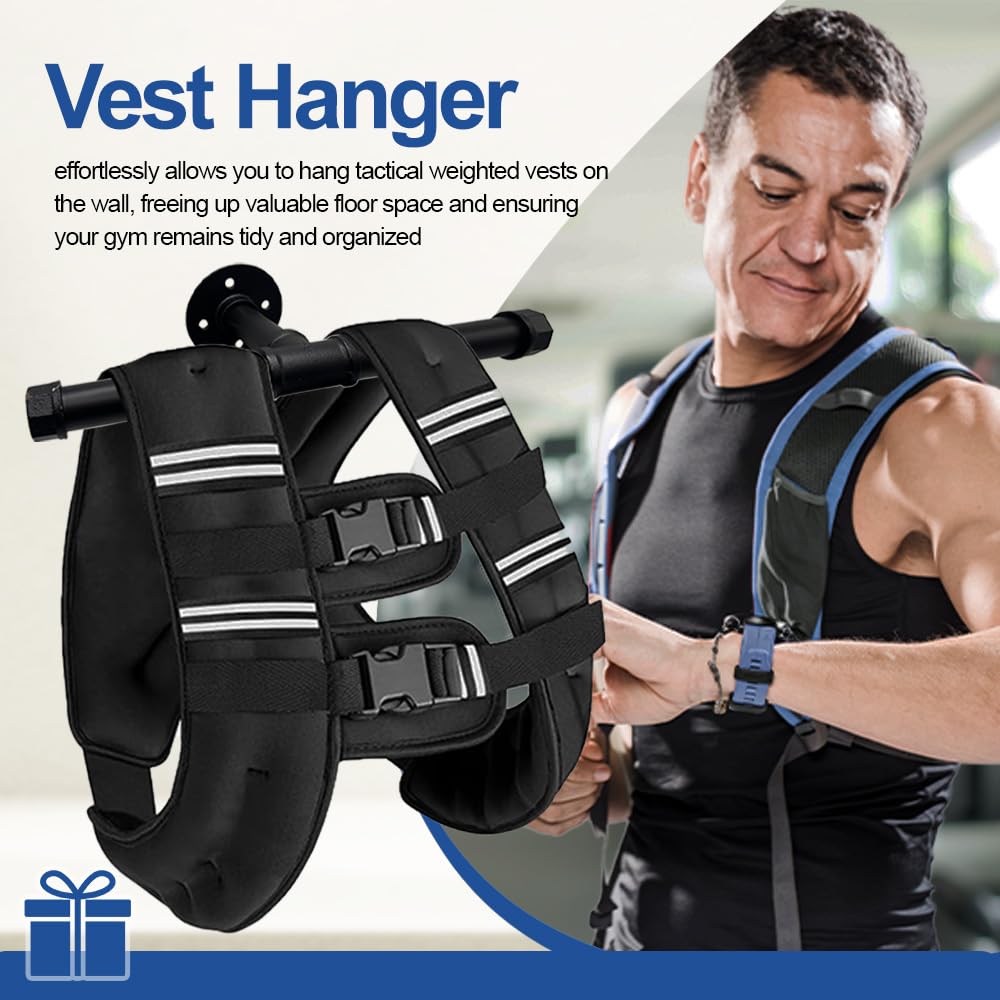 Yaellede Running Weighted Vest Hanger Tactical Gear, Plate Carrier Hanger, Police Gear Rack, Wall Mount Weight Plate Holder, Heavy Duty Accessories For Backpack (Black)