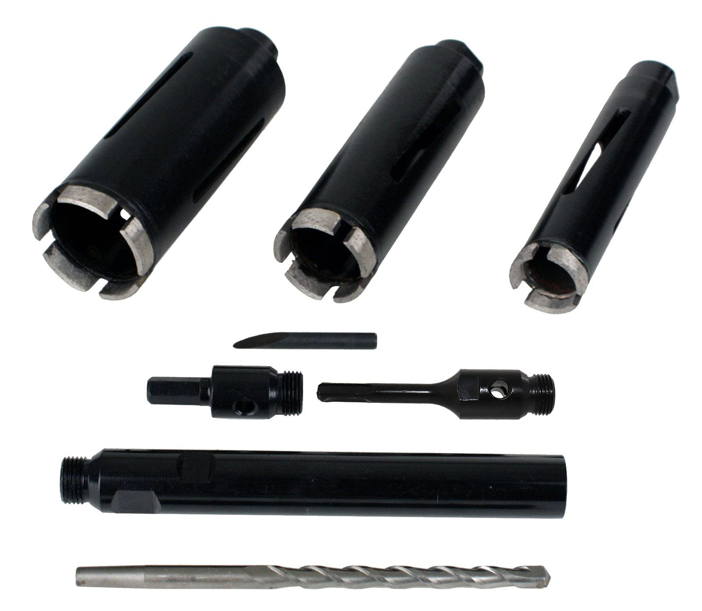 Steel Dragon Tools 3-Piece 1.5-inch to 2.5-inch Dry Diamond Core Drill Bit Kit with Hex SDS Adapters and Case