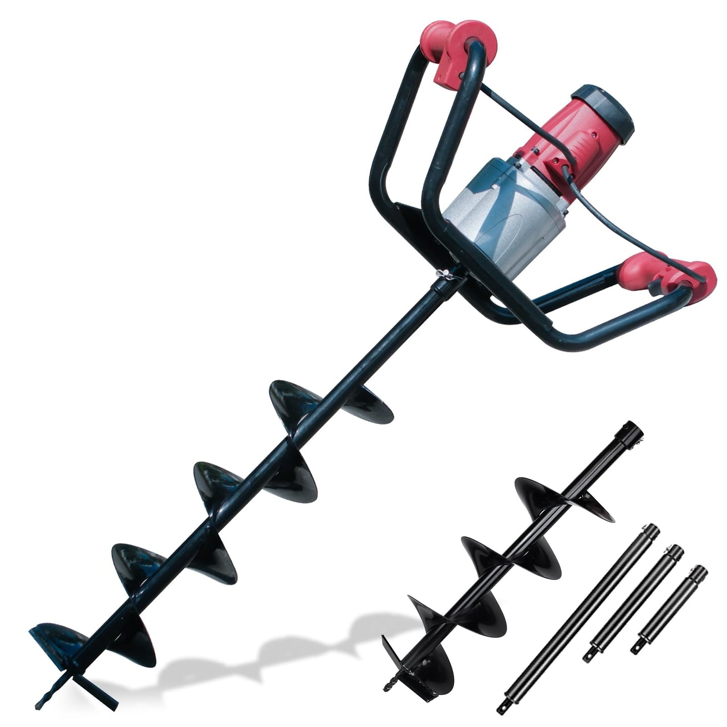 DC HOUSE 1500W Electric Post Hole Digger Earth Auger Hole Digger Auger Digging Tools with 6" Digging and Extension Rods for Farmland Garden Plant