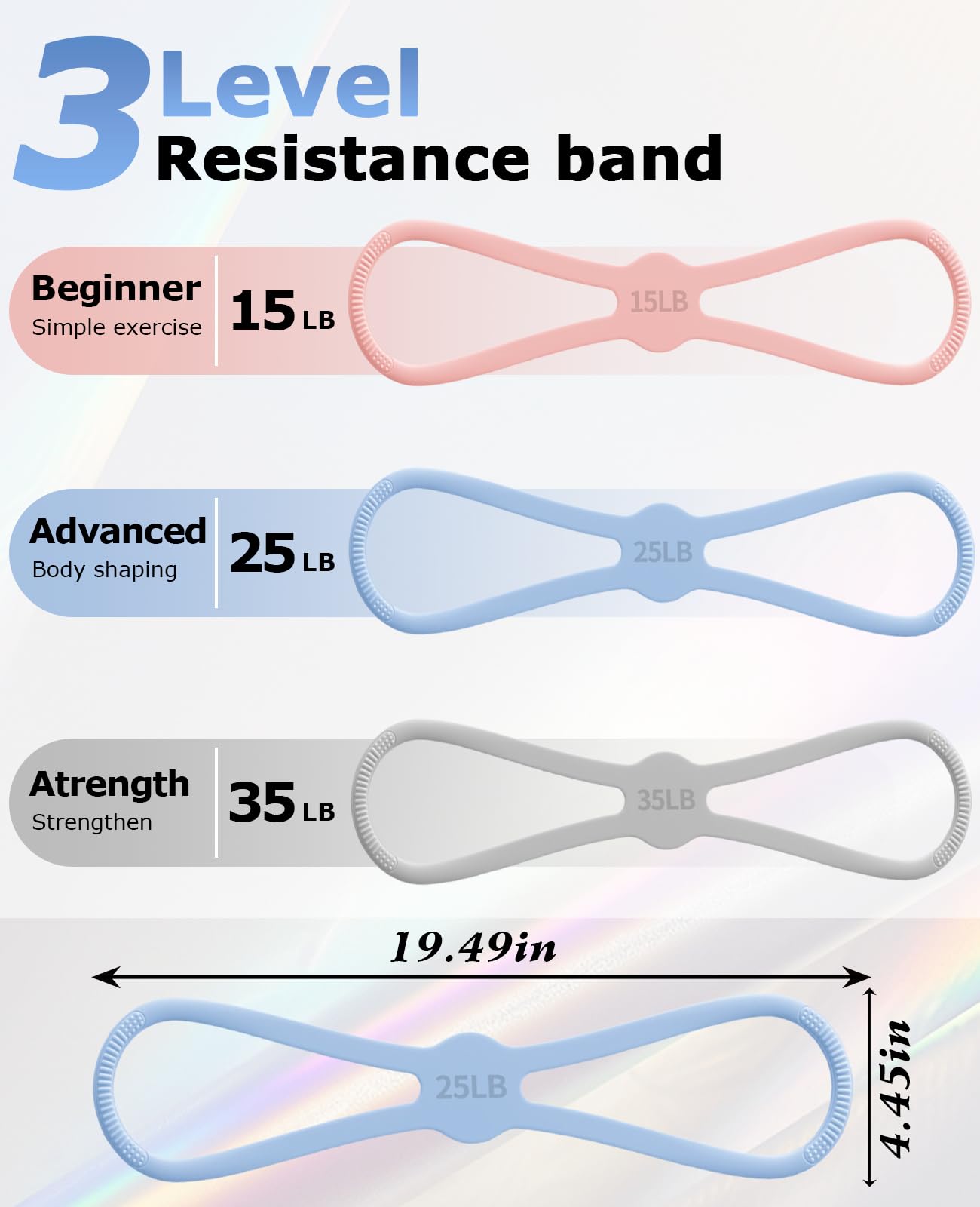 DAWZMR 3 PCS Figure 8 Resistance Bands for Women, 15 Lbs & 25 Lbs & 35 Lbs Keep Resistance Band for Arm with Non-Slip Handles
