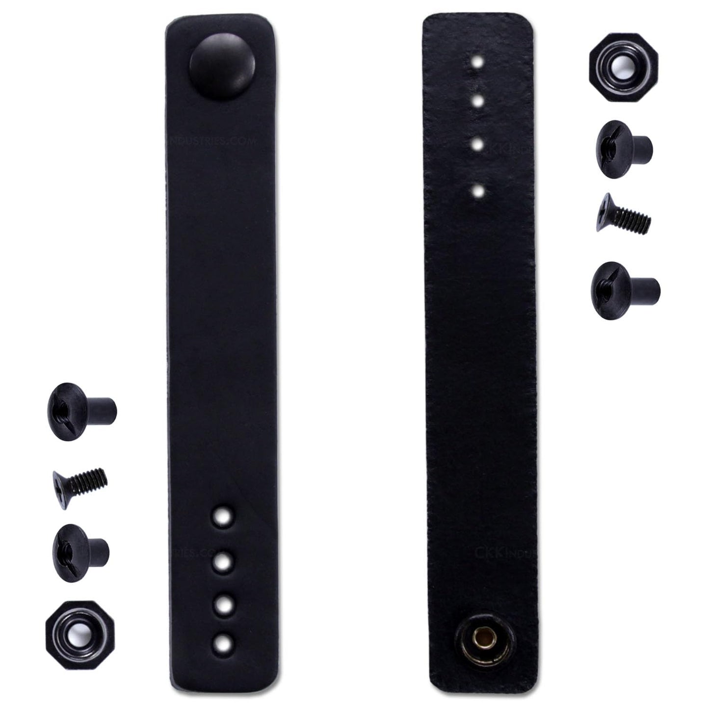 [2 Pack] IWB Belt Loop - (8-9oz Leather) - Black w/Black Pull-The-Dot Snap & Mounting Hardware - 6.0 x 0.875 Inches - for IWB Holster Carry - (Fit 1.25-2.00 Inch Belts (Adjustable)