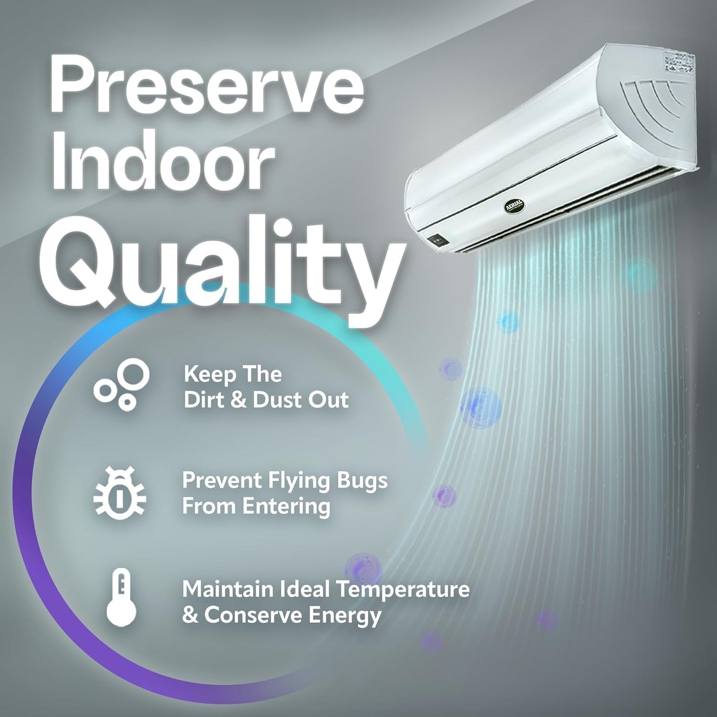 DuraSteel Wall Mounted Air Curtains for Doors Commercial - 60 Inch White Fly Fans - Super Power Over Door Fan with MS Switch - Sliding Under Door Fans to Move Air Curtain Blower Keep Flies Bugs Out