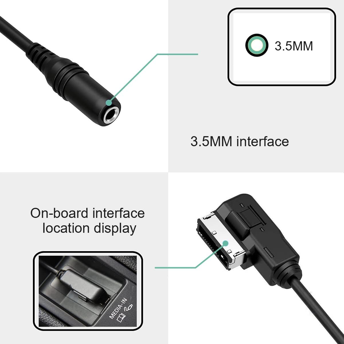 CHELINK 3.5mm MP3 MI Music Interface to Female Aux-in Cable for Benz, Stereo Jack Cord Audio Adapter Compatible