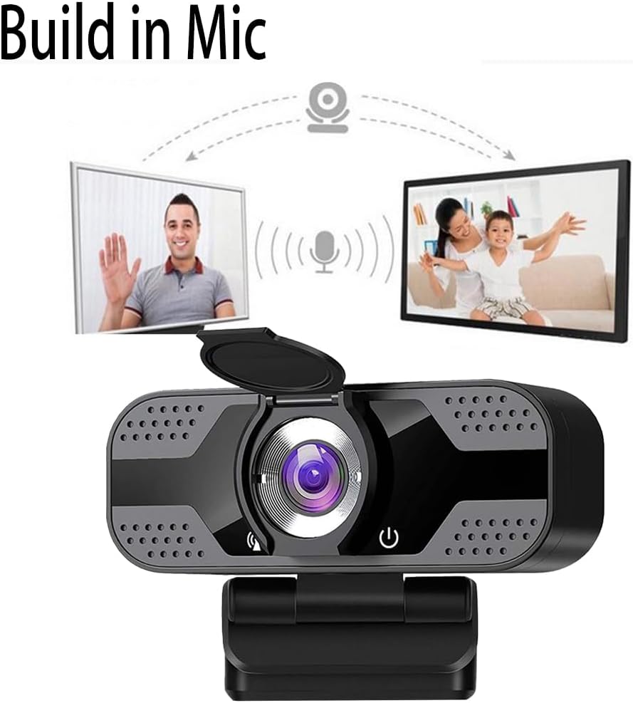 Jinpei 2K JW-05B QHD Webcam with Privacy Cover, Microphone, Web Computer Camera, Plug and Play,for Zoom/Skype/Teams