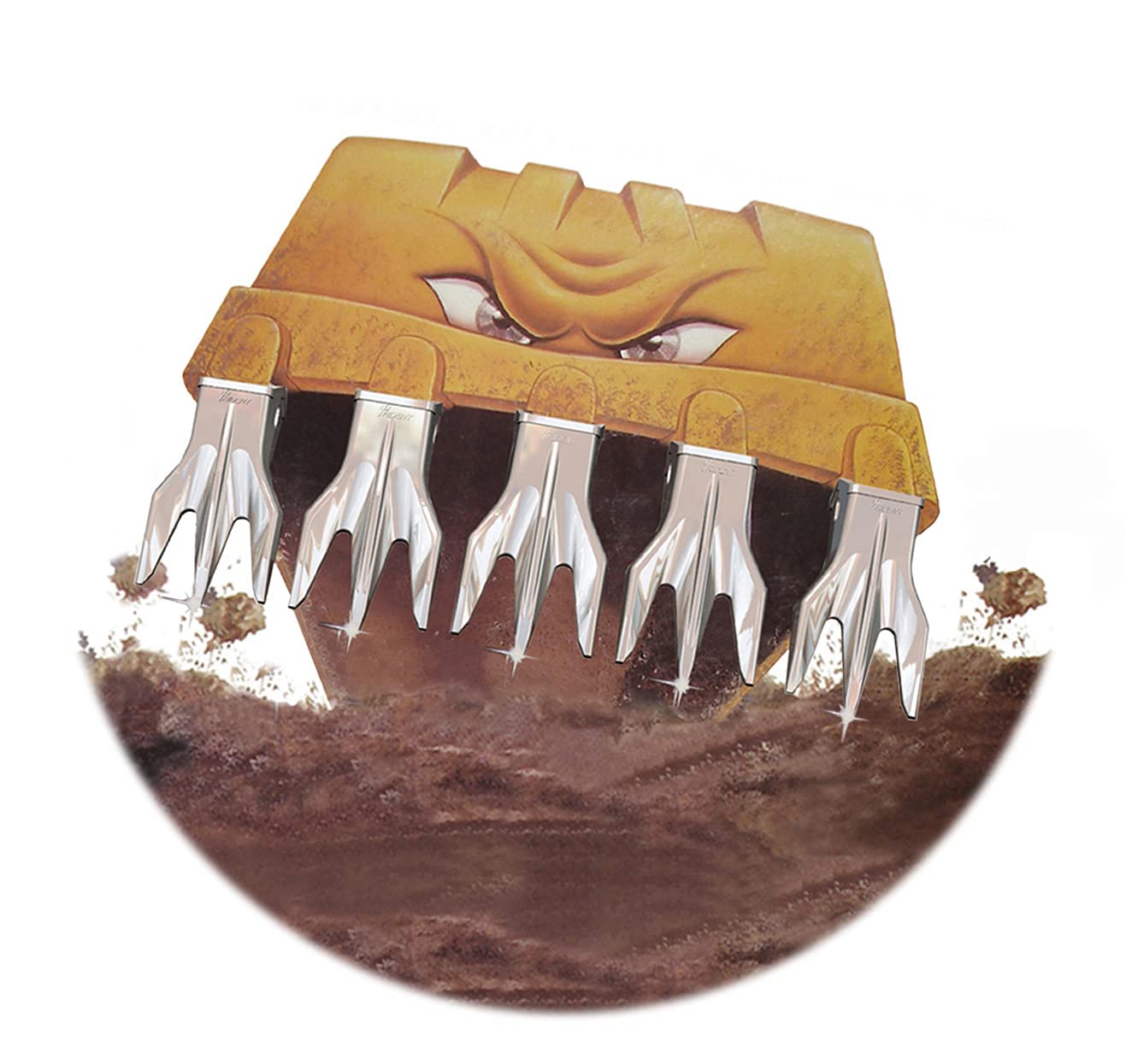 H&L Tooth Company 6737325TR3 Triple Tiger Trident Patented Bobcat Style Skid Steer and Mini Excavator Bucket Teeth (5 Pack) with 6737326 Bobcat Style Flexpins.
