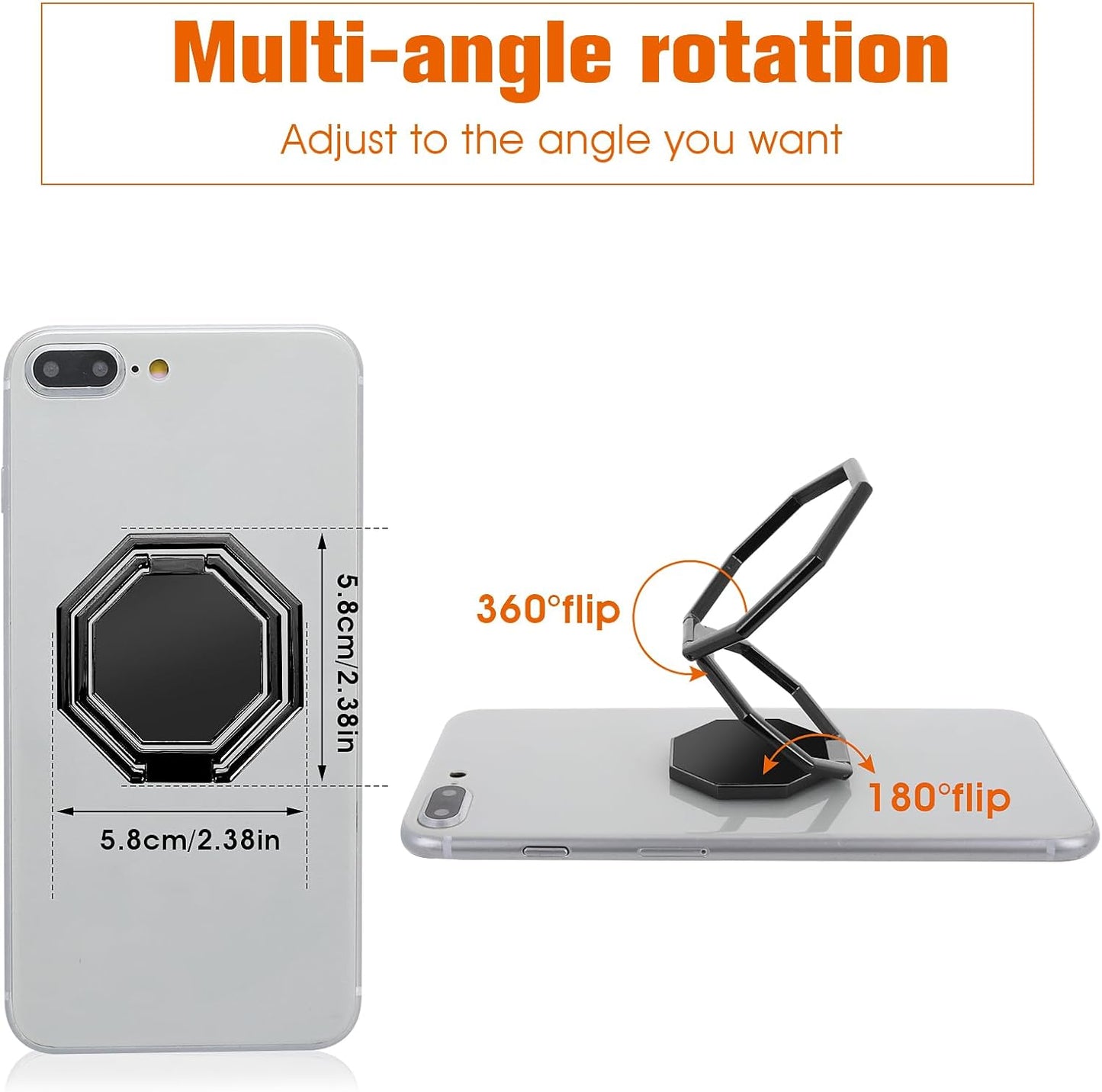 cobee 360 Cell Phone Ring Holder Finger Kickstand, Rotation Metal Cellphone Back Grip Foldable Cell Phone Stand