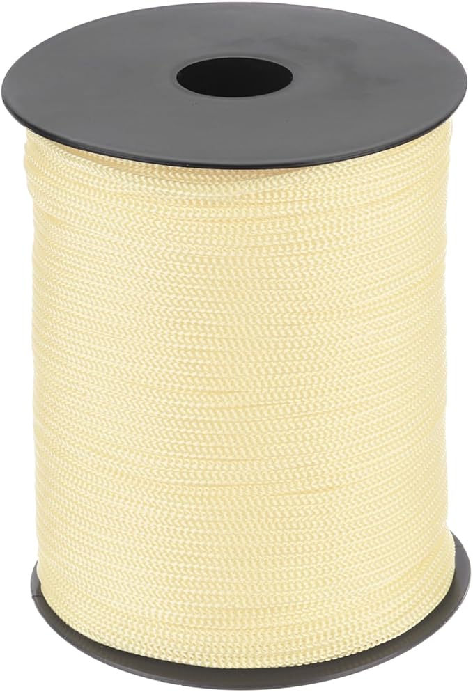 MECCANIXITY 1/8 Inch Polypropylene Rope Braided Ropes, 328ft Nylon Rope Hollow Utility Cord for Clothesline, Camping, Hiking, Outdoor, Beige