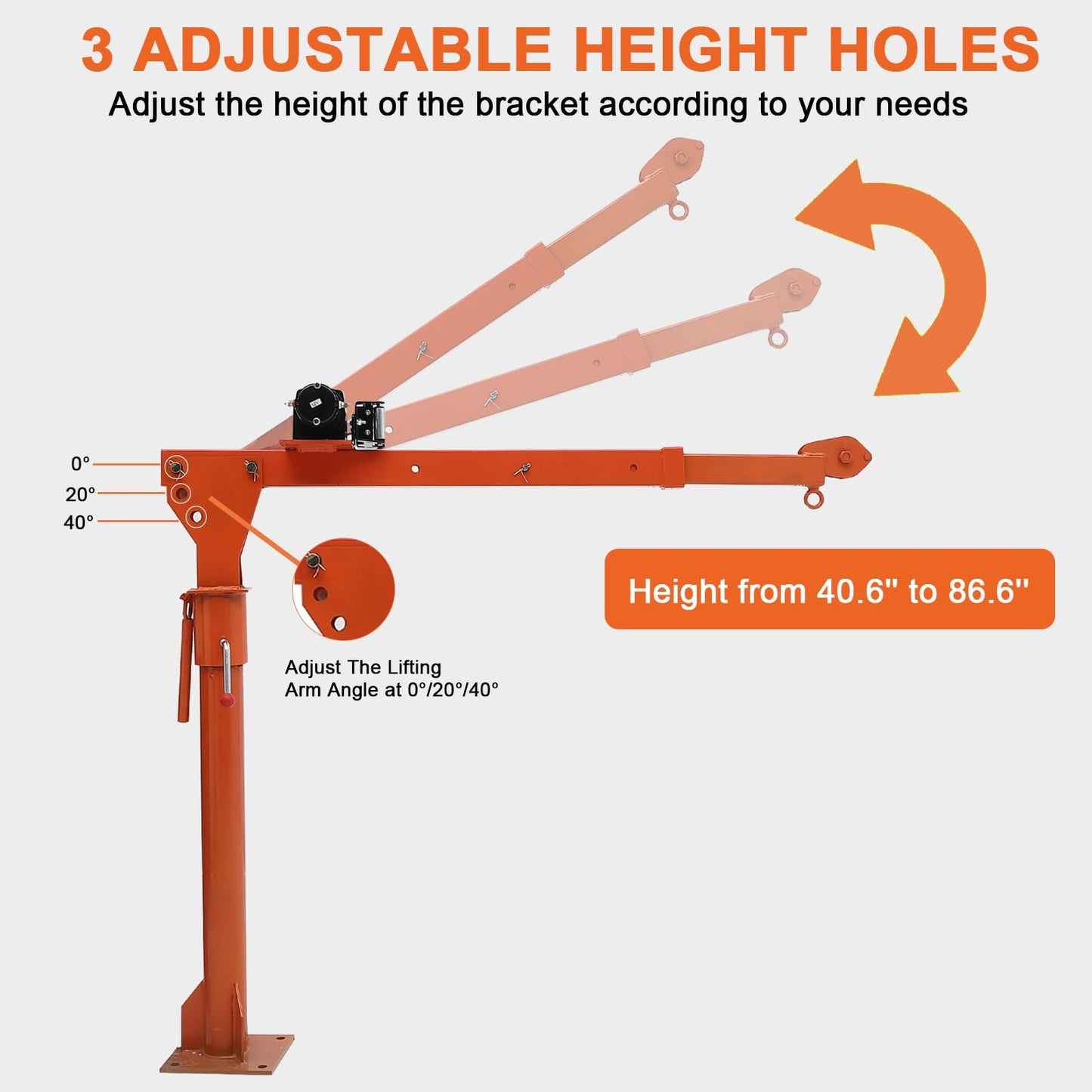 GarveeTech Folding Truck Mounted Crane, 1100 LB Pickup Jib Cranes with Electric Winch 3500 LB 12V, Electric Truck Crane Hoist Painted Steel 360 Swivel for Construction, Forestry, Factory