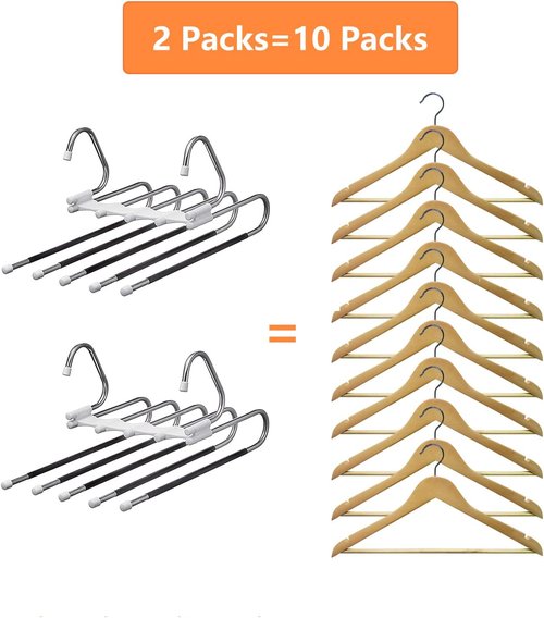 Kalimdor Pants Hangers - Space Saving Metal Closet Organizer with Anti-Slip Design | 2 Pack for Jeans & Skirts