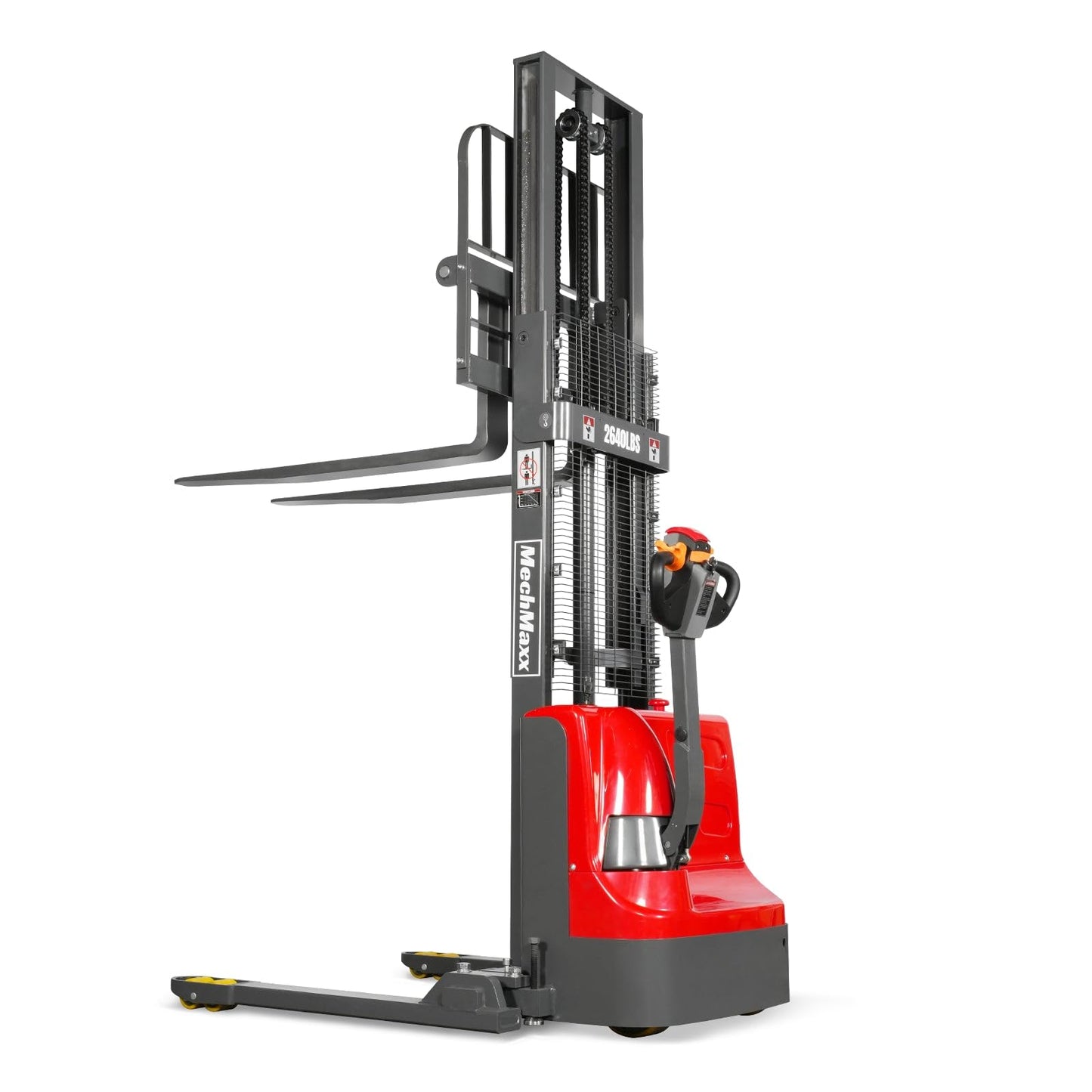 MechMaxx 2640lbs Lithium-ion Electric Straddle Stacker, 98" Lift, Adjustable Legs & Forks, Model F26-98S