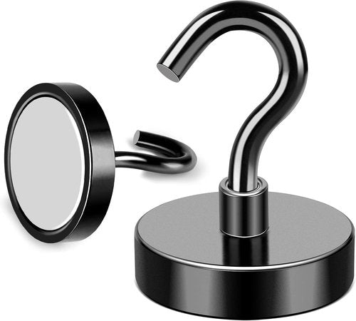 MIKEDE Heavy-Duty Black Magnetic Hooks - 85Lbs Capacity for Cruise Cabin & Kitchen | Pack of 10