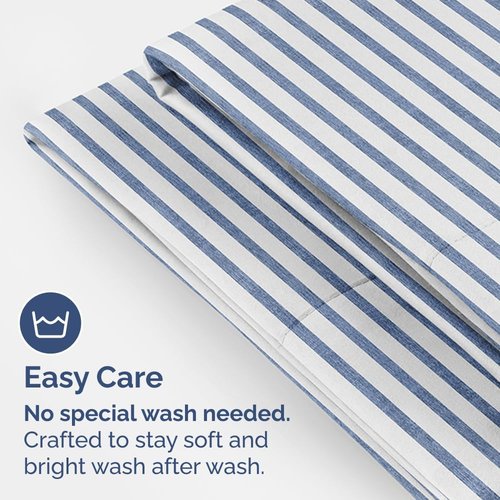 King Pillow Cases by [Brand Name] - Ultra Soft Hotel Quality Covers | Cozy, Wrinkle-Free, Fade Resistant - 2 Piece Set in Blue Stripes