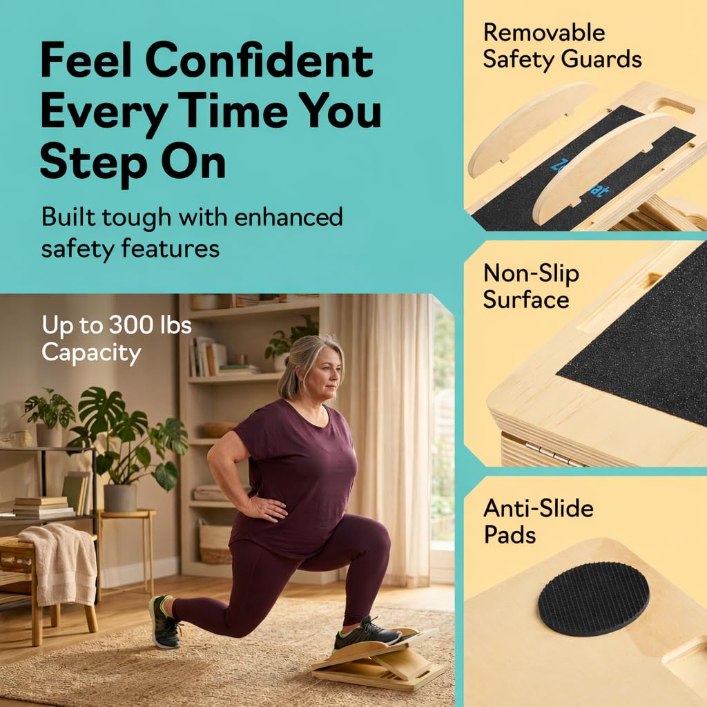 Slant Boards for Exercise – Slant Board with 7 Incline Angles – Transforms Into a Balance Board – Premium Calf Stretcher and Wobble Board for Effective Calf Stretching and Squats