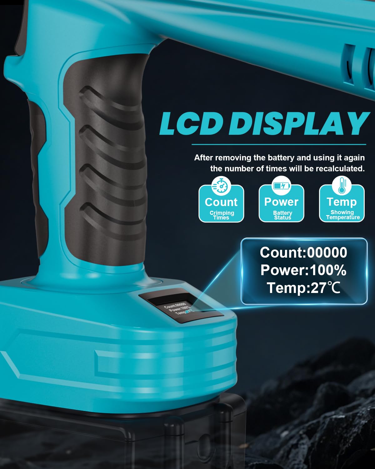 CERYCOSE Electric Hydraulic Cable Lug Crimping Tool, 12 Ton Hydraulic Crimper Compatible with Makita 18V Battery, Electrical Terminal Cable Wire Fiber Crimper Kit with 12 Dies, 6AWG-800MCM, Tool Only