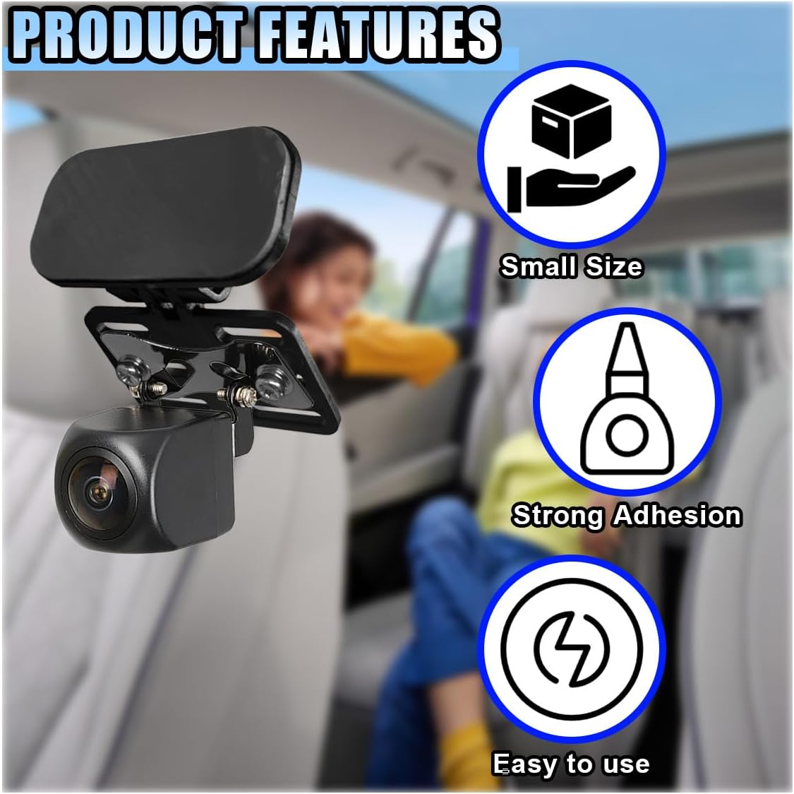 BDZMC (2 Set) Car Rear Camera Holder, Adjustable Vehicle Backup Camera Mount, Strong Adhesive Dash Cam Rear Camera Rear