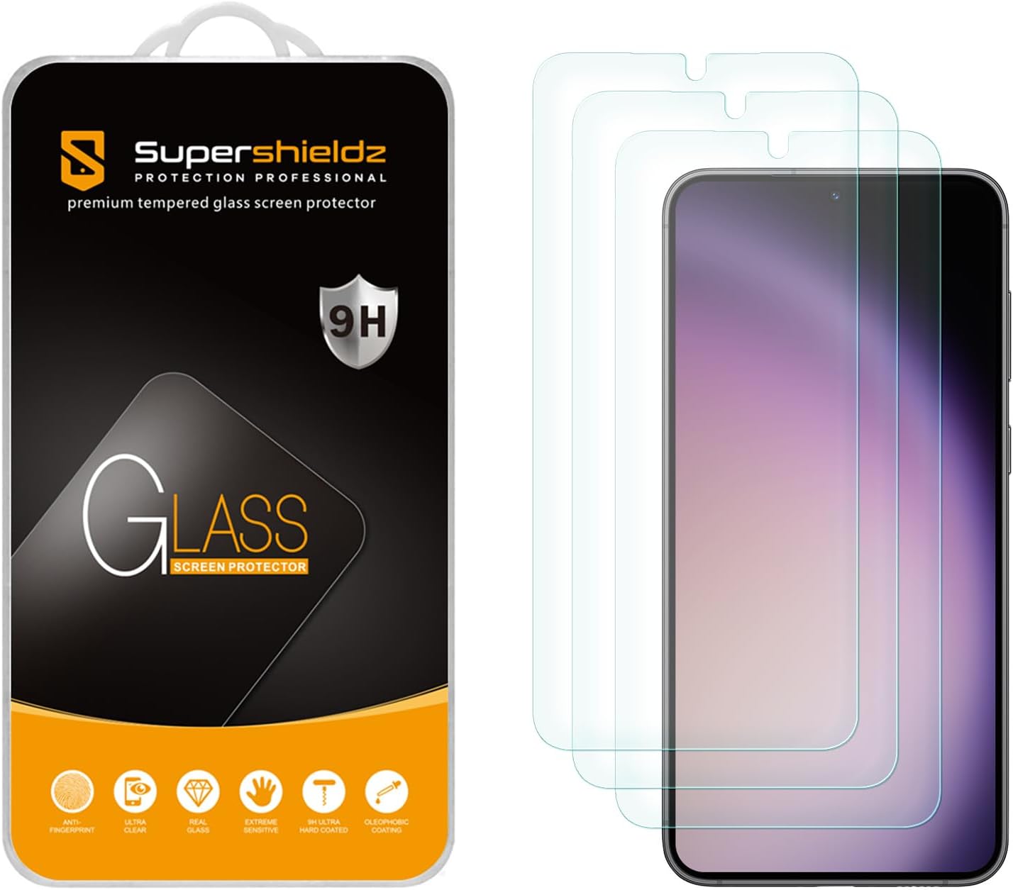 (3 Pack) S24+ S24 Supershieldz Designed for Samsung Galaxy / Plus Tempered Glass Screen Protector, Anti Scratch, Bubble